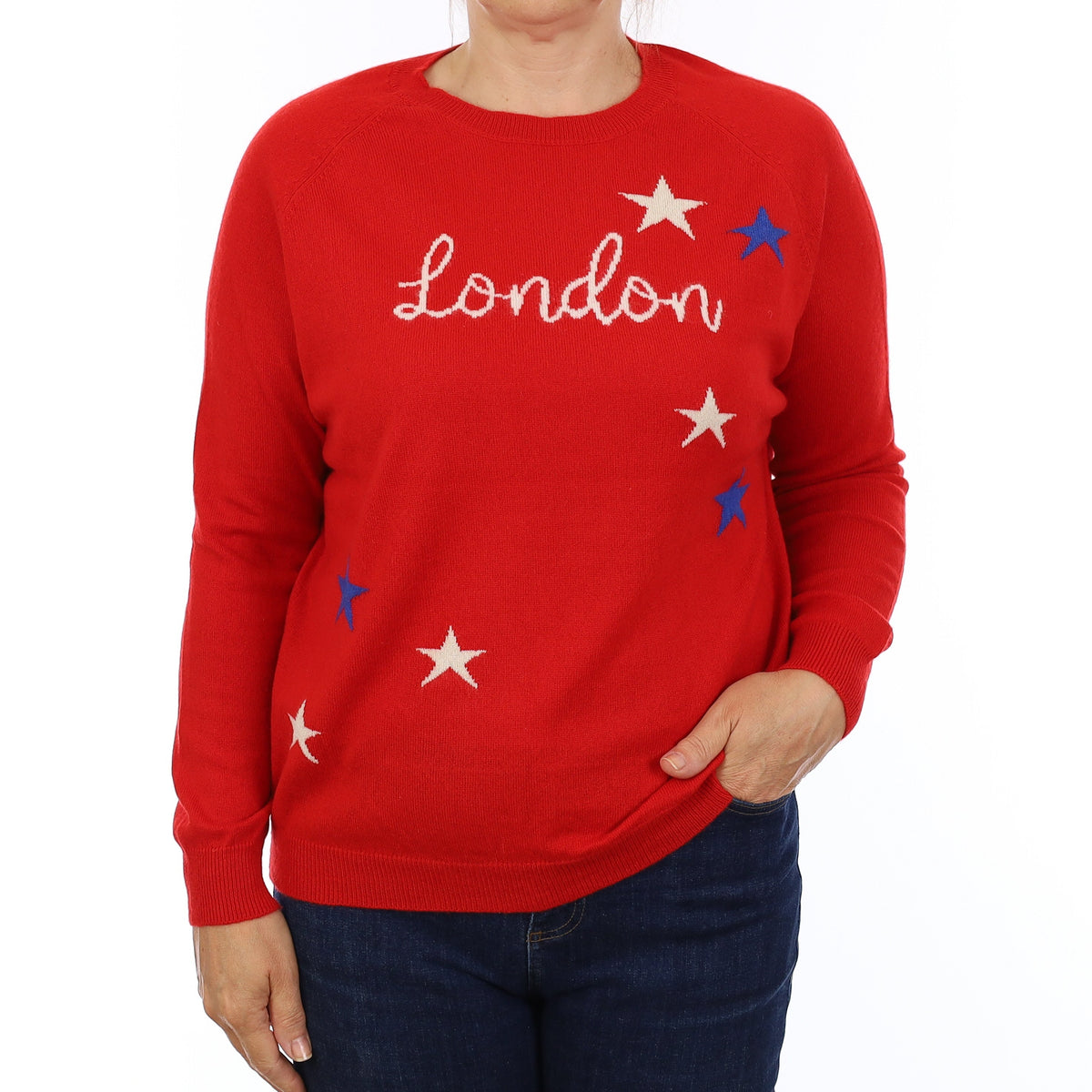 Chinti & Parker Scarlett Red London Design Cashmere Crew Neck Jumper Medium
