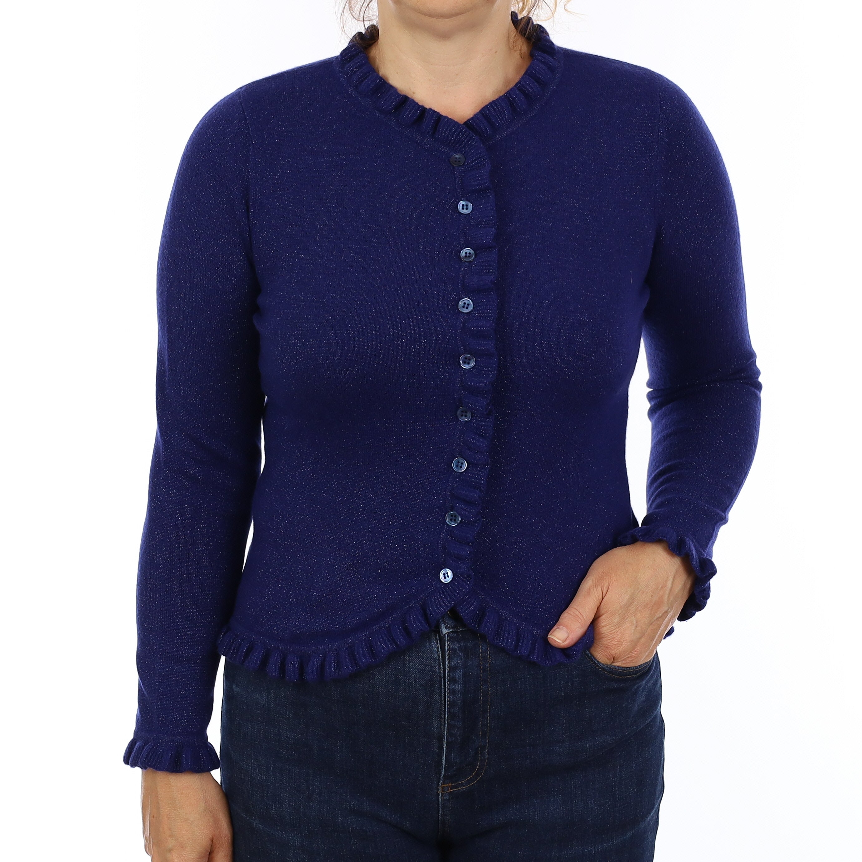 Indigo Blue Cashmere Cardigan Medium