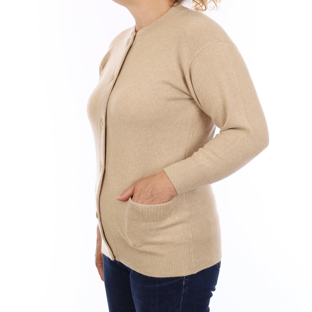 Sand Vintage Scottish Chunky Knit Cashmere Cardigan Medium
