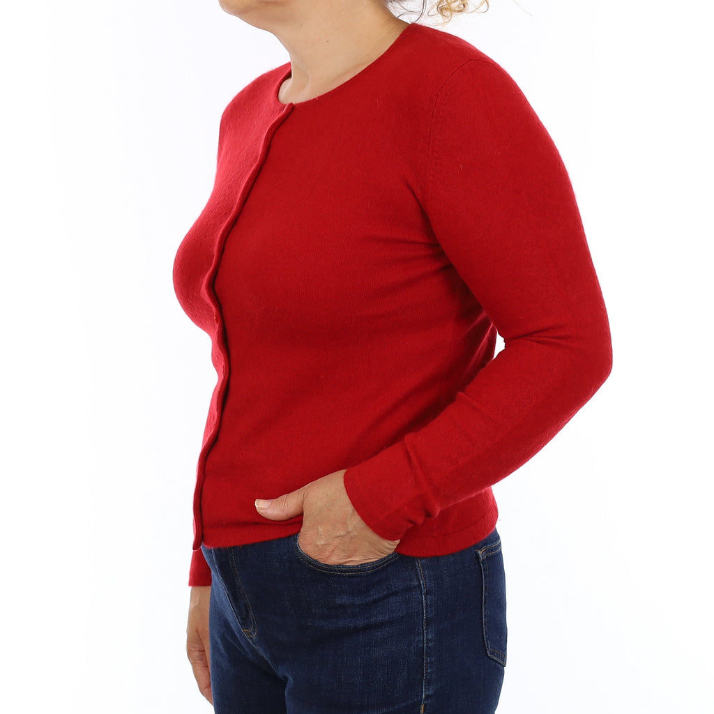 Scarlett Red Cashmere Crew Neck Cardigan Medium