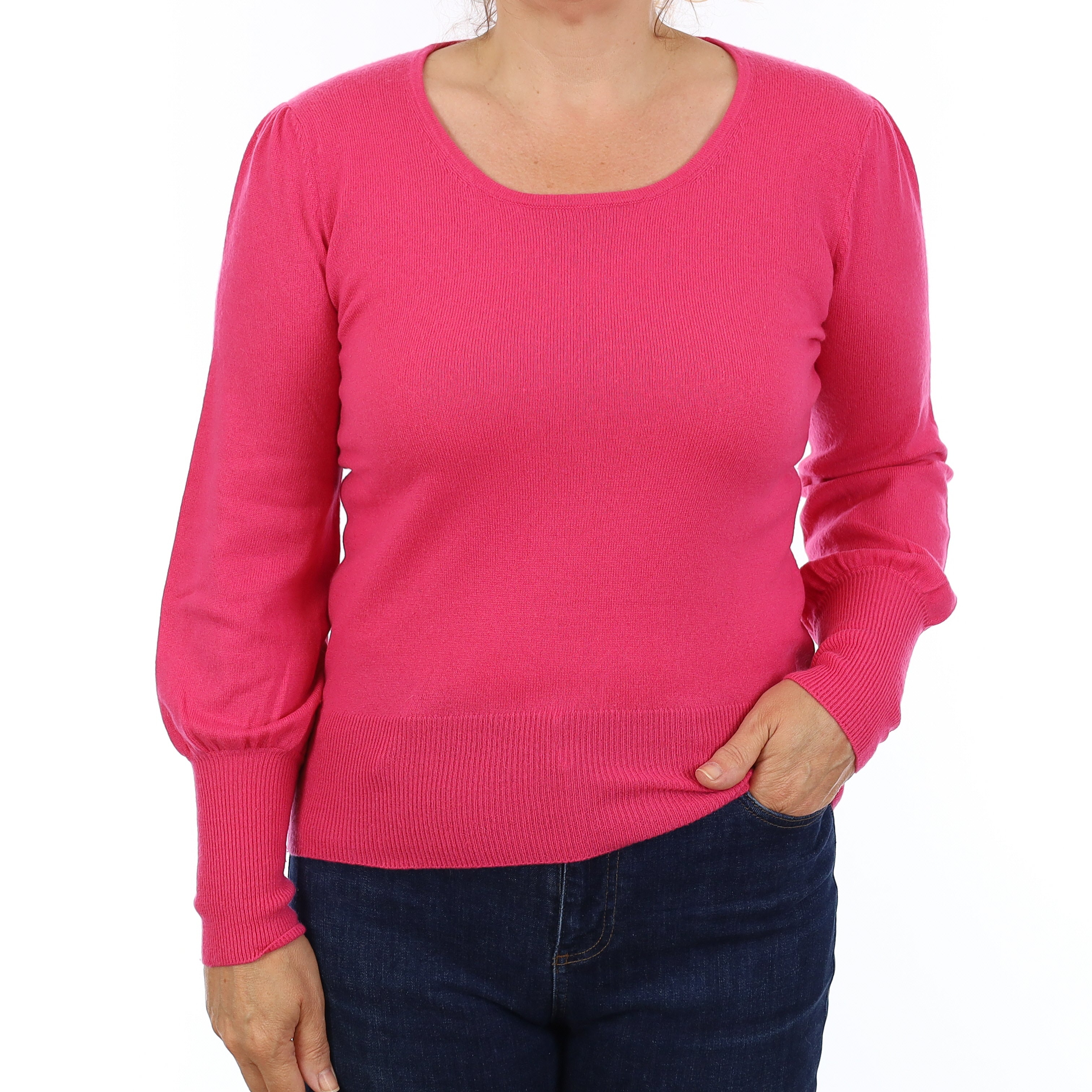 Hot Pink Cashmere Crew Neck Jumper Medium