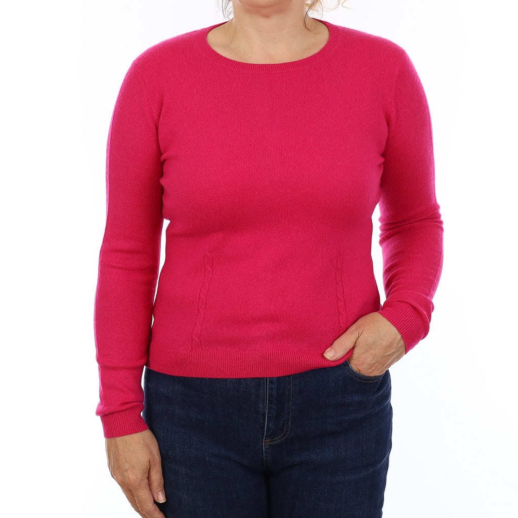 Hot Pink Cashmere Crew Neck Jumper Medium