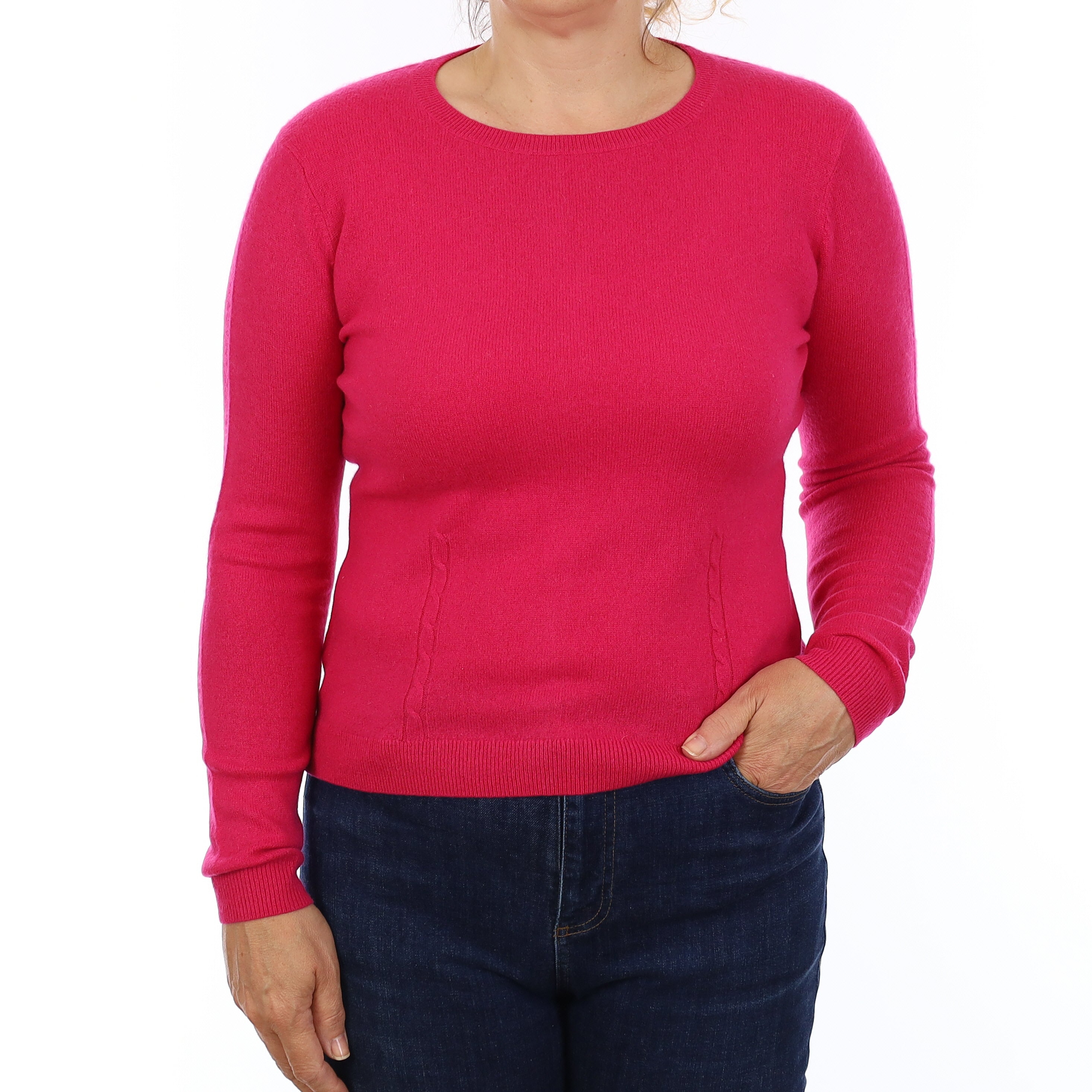 Hot Pink Cashmere Crew Neck Jumper Medium