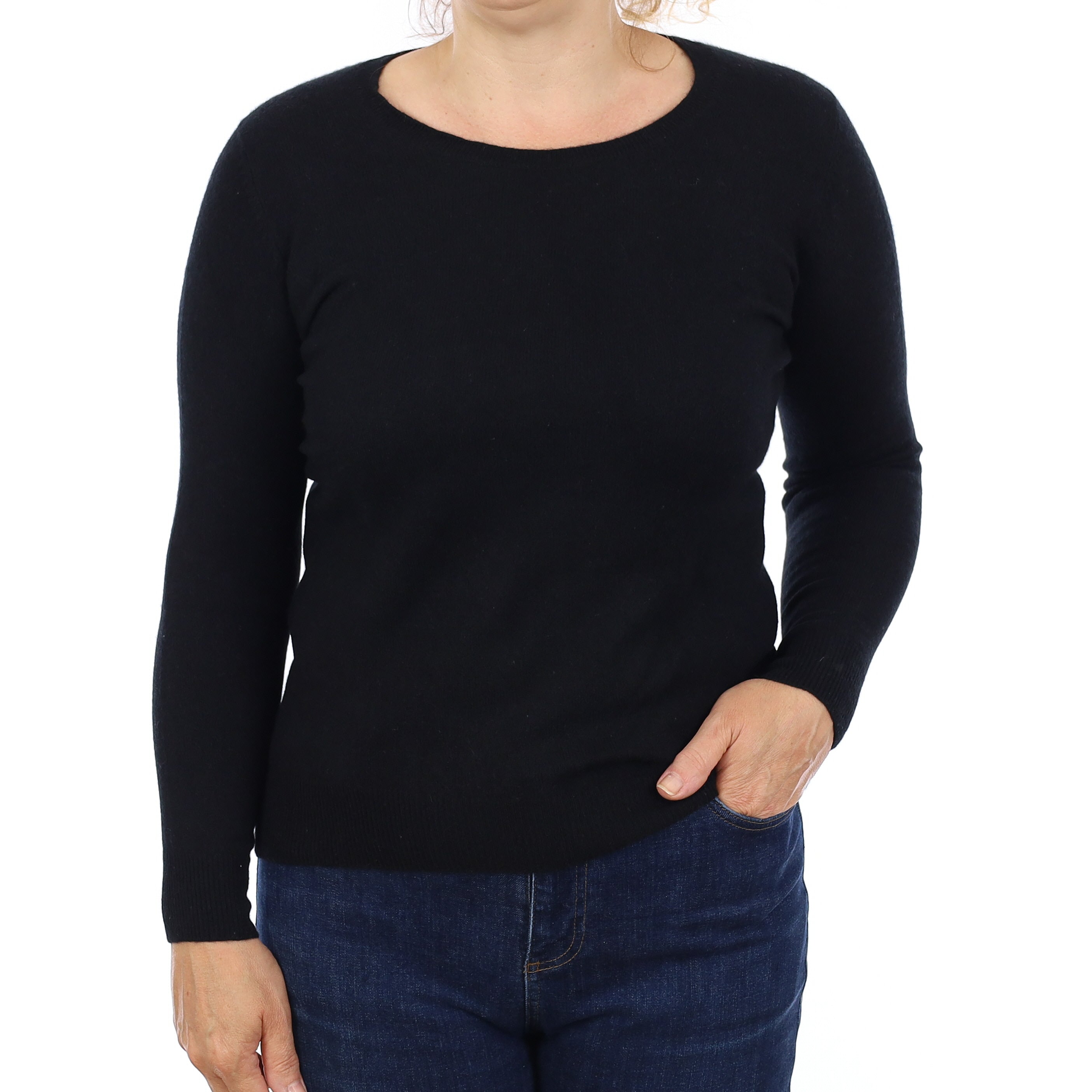 Black Cashmere Crew Neck Jumper Medium