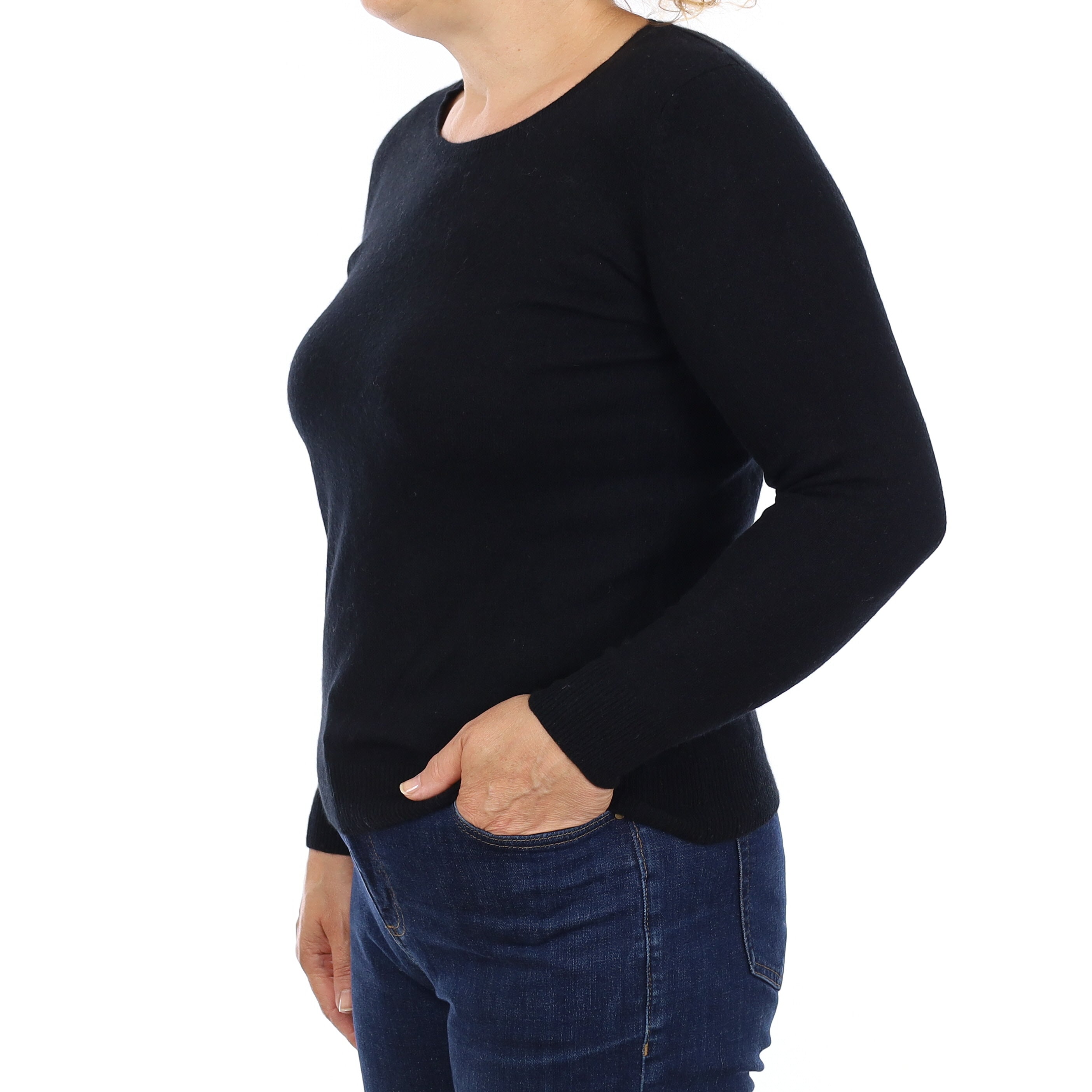 Black Cashmere Crew Neck Jumper Medium