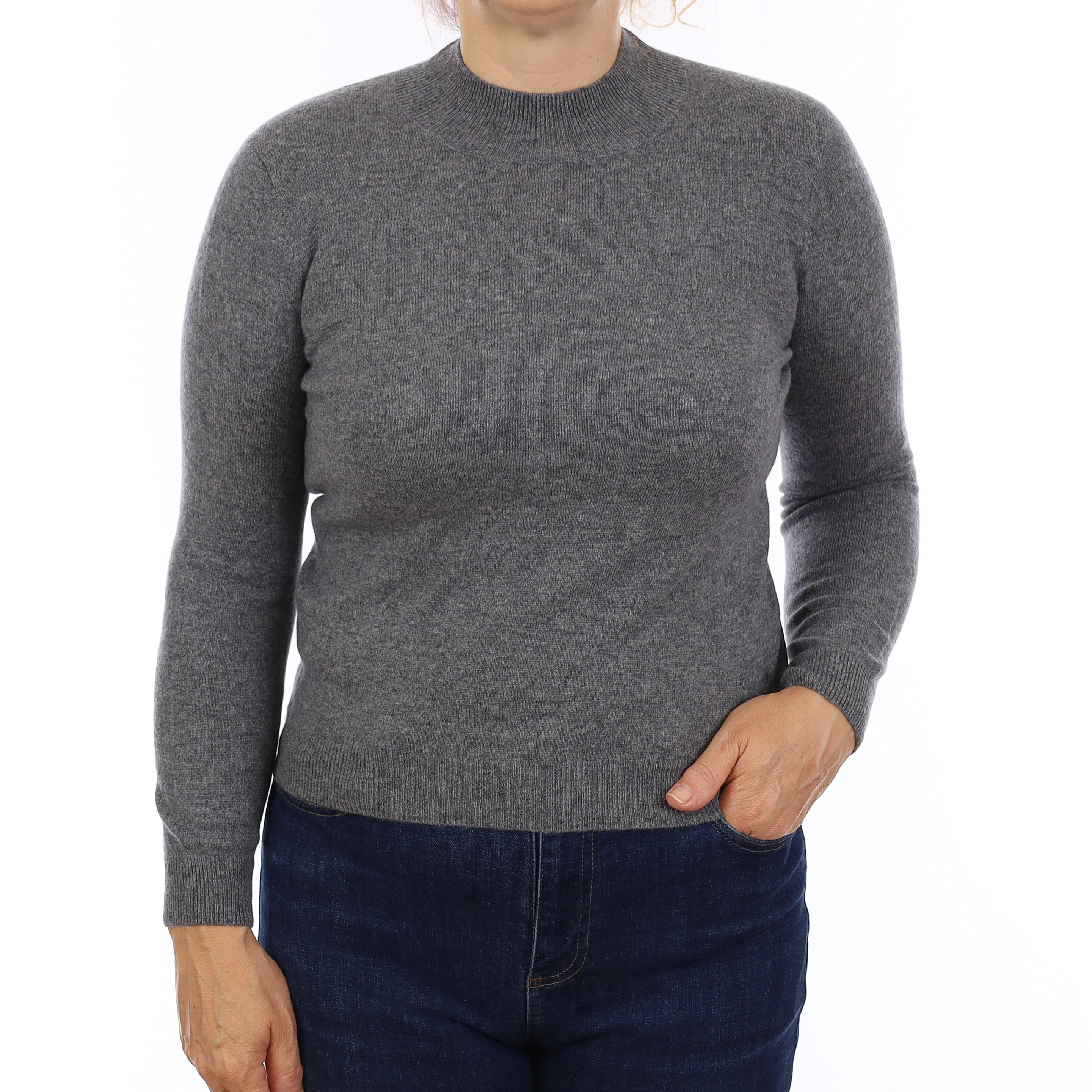 Smoke Grey Cashmere Turtle Neck Jumper Medium