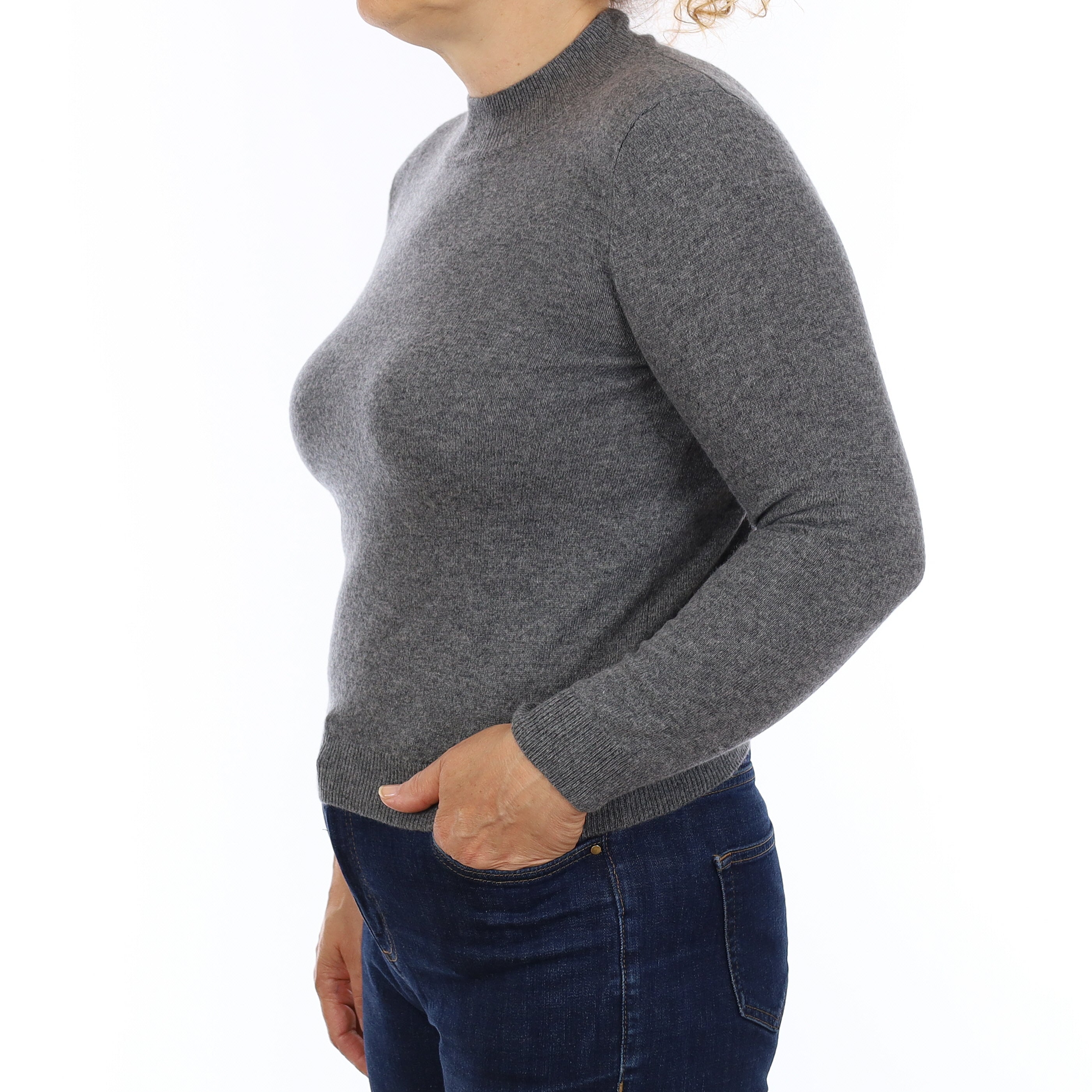 Smoke Grey Cashmere Turtle Neck Jumper Medium