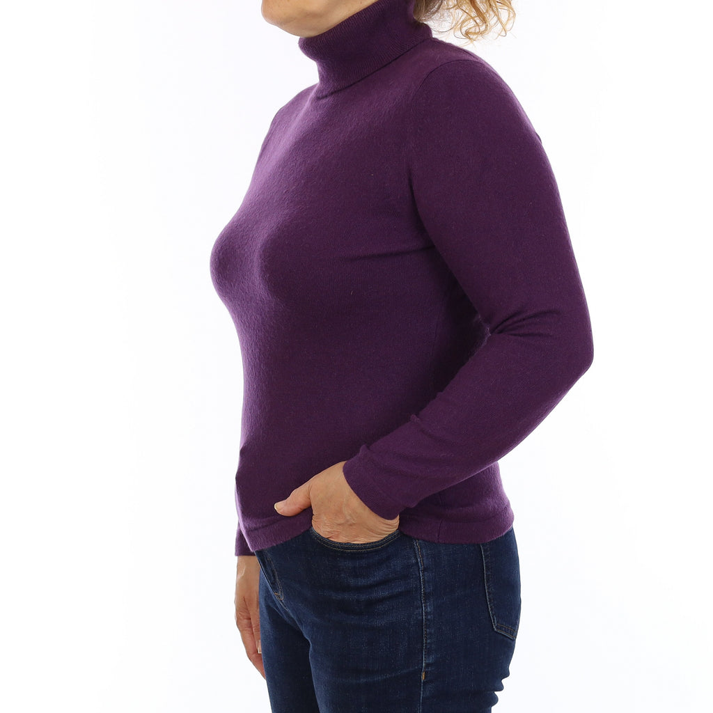 Iris Purple Cashmere Polo Neck Jumper Medium