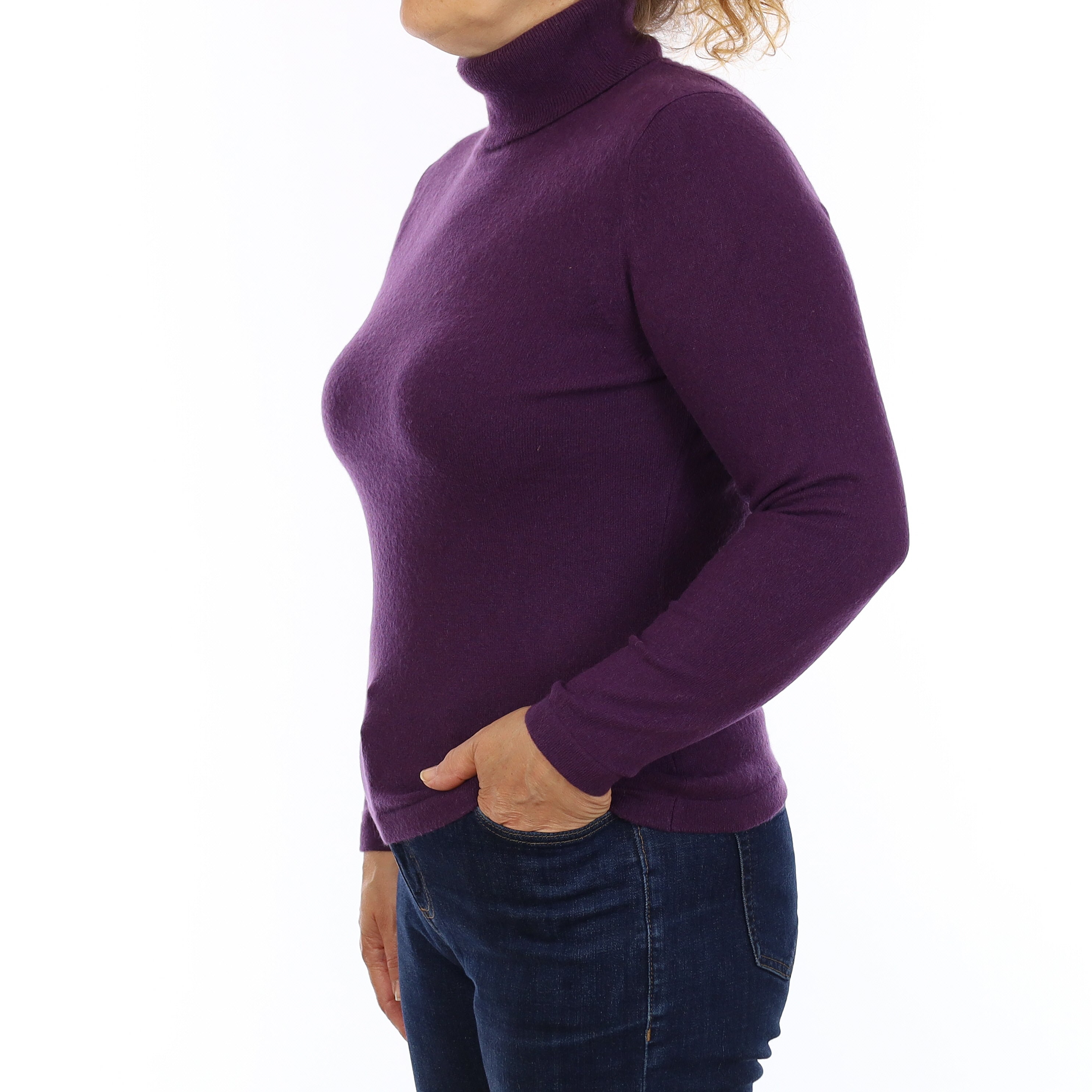 Iris Purple Cashmere Polo Neck Jumper Medium