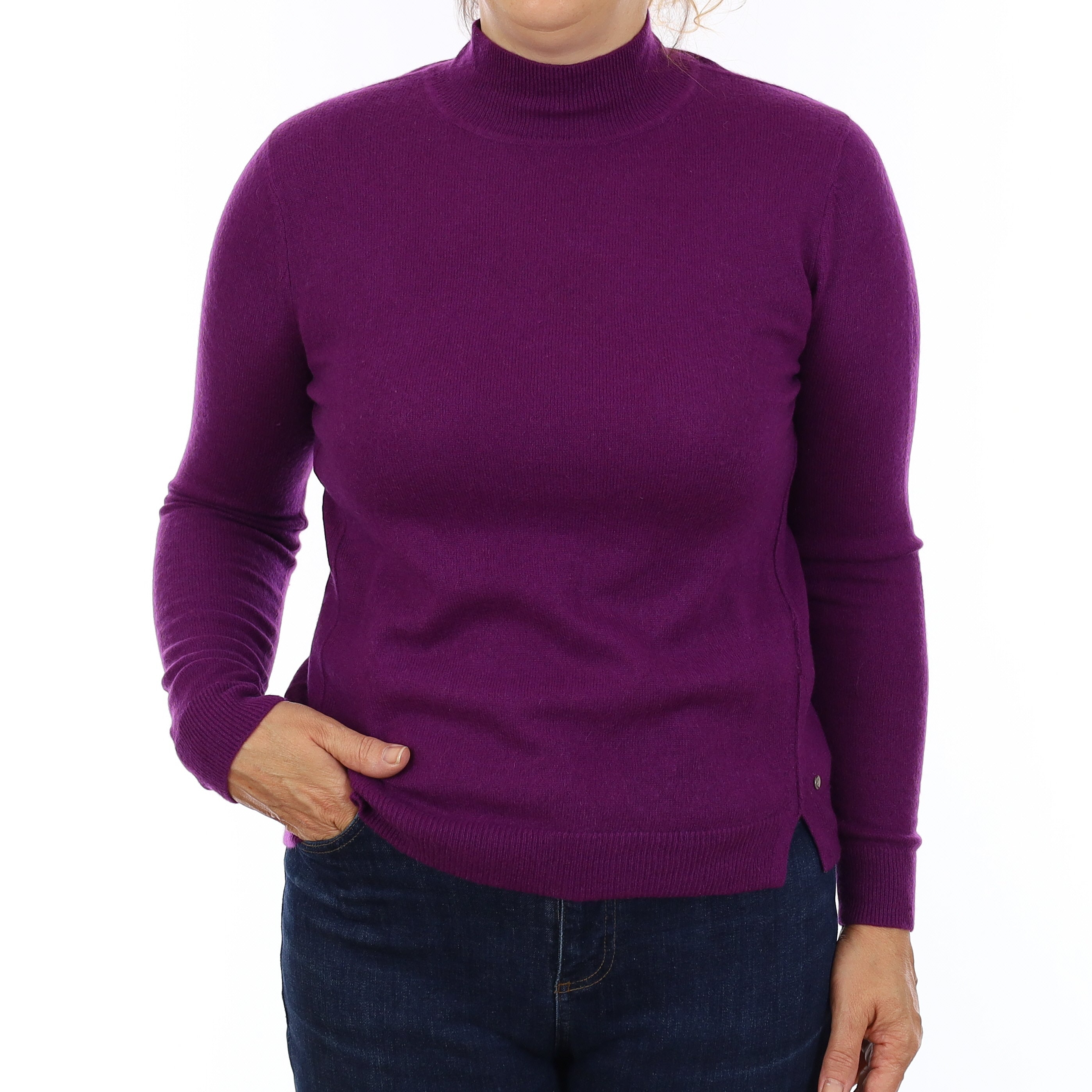 Viola Purple Cashmere Turtleneck Jumper Medium