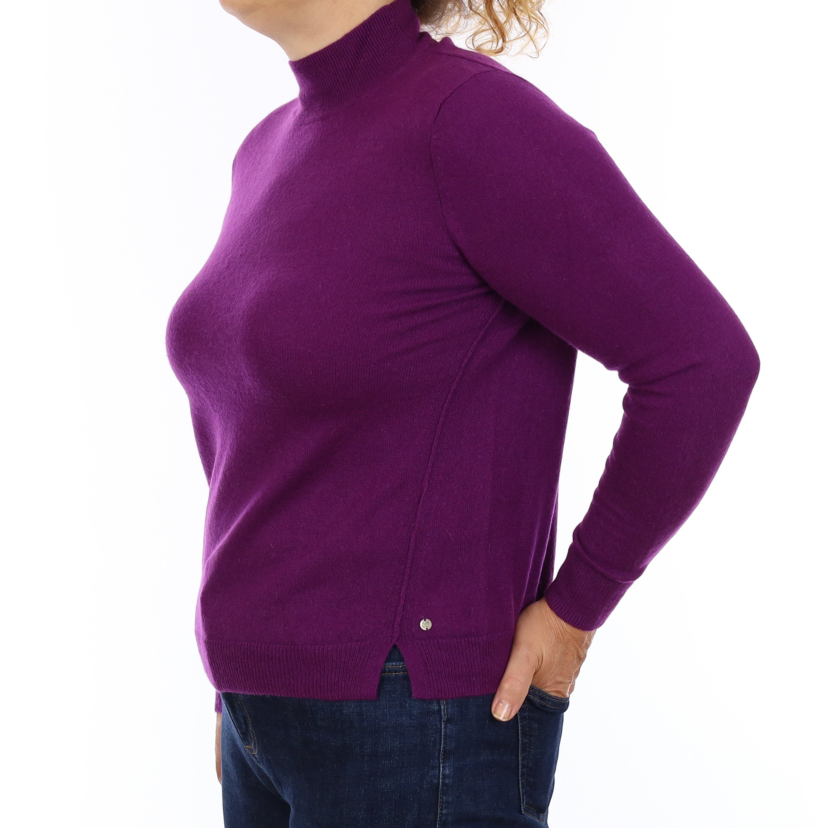 Viola Purple Cashmere Turtleneck Jumper Medium
