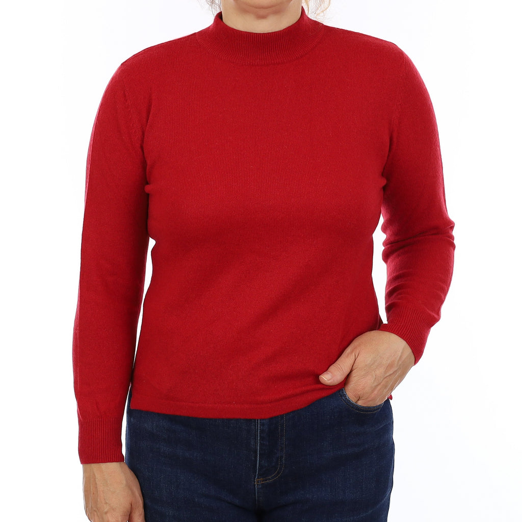 Crimson Red Cashmere Turtleneck Jumper Medium