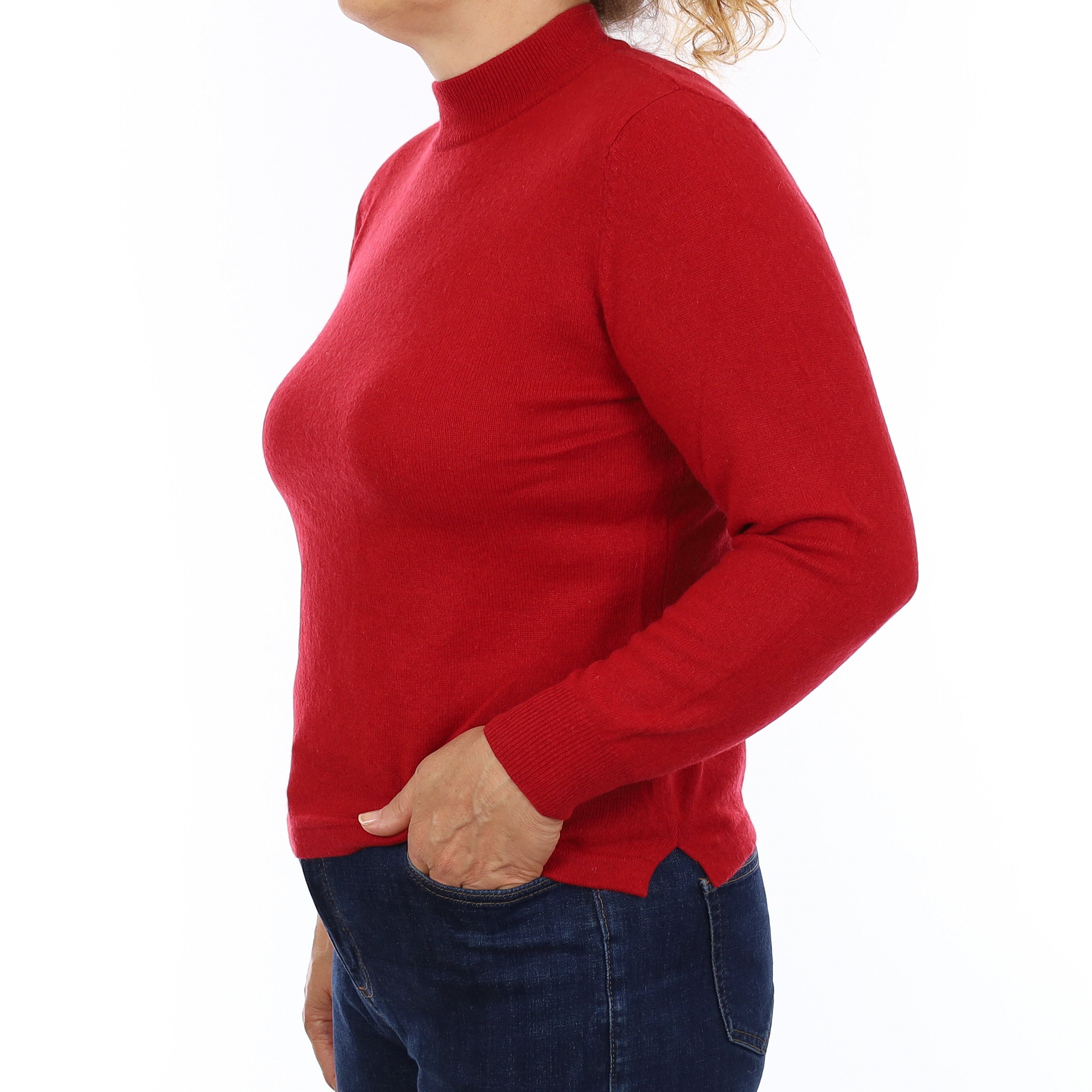 Crimson Red Cashmere Turtleneck Jumper Medium
