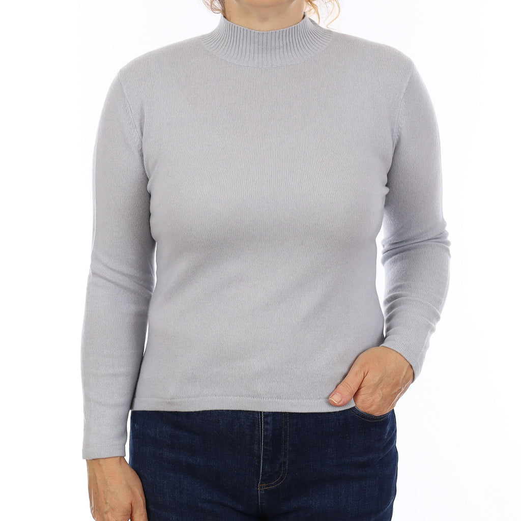 Dove Blue Cashmere Turtleneck Jumper Medium