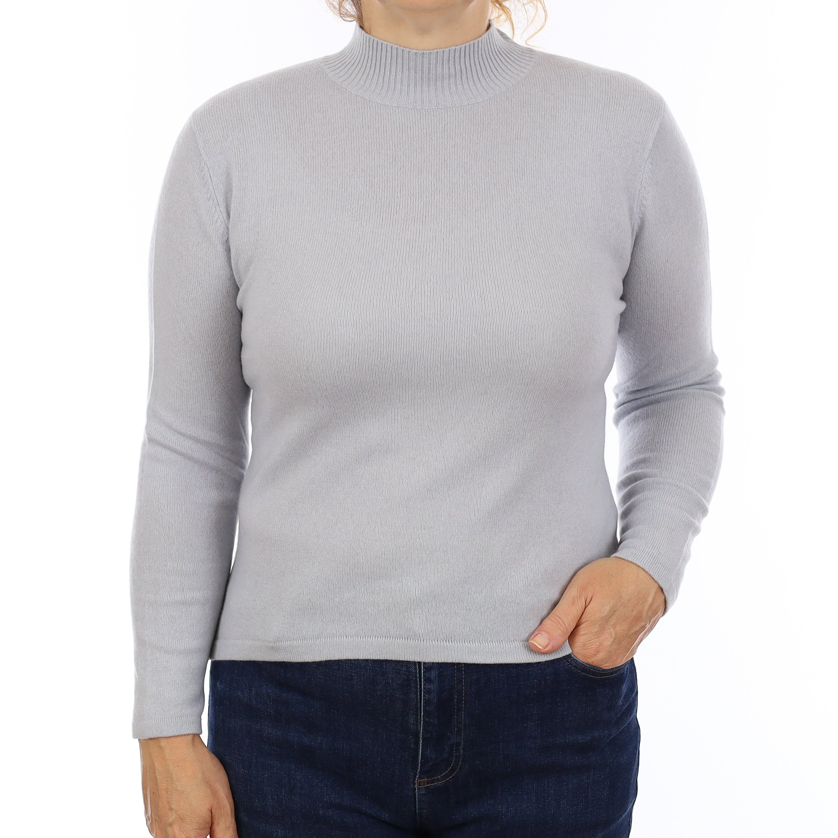 Dove Blue Cashmere Turtleneck Jumper Medium