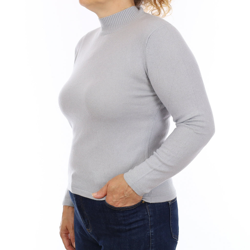 Dove Blue Cashmere Turtleneck Jumper Medium