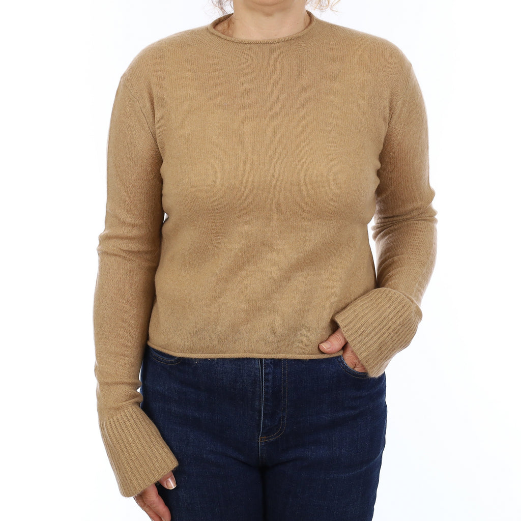 Jigsaw Caramel Brown Cashmere Funnel Neck Jumper Medium