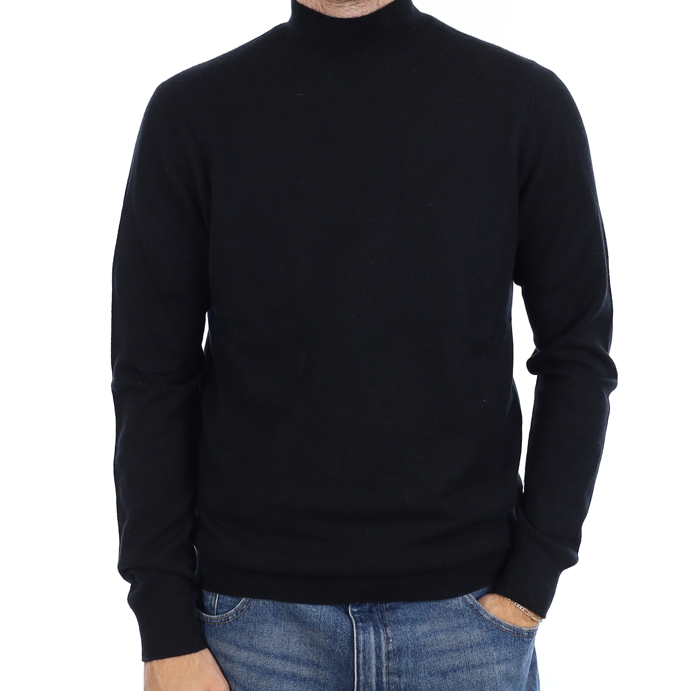 Men's Black Cashmere Turtleneck Jumper Medium