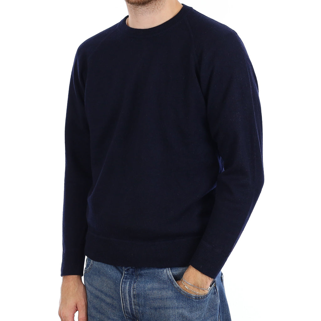 Men's Dark Navy Cashmere Crew Neck Jumper Medium