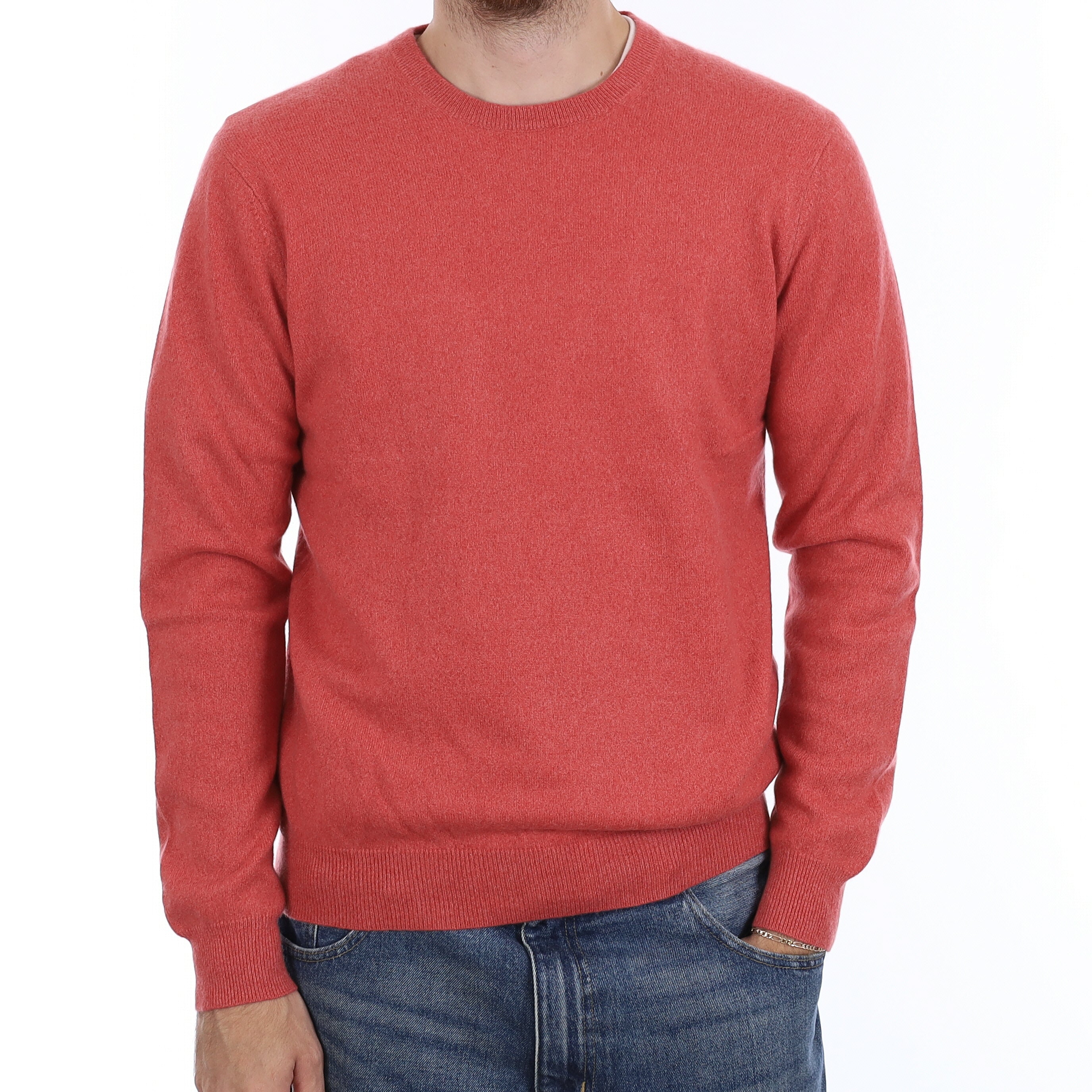 Men's Watermelon PinkCashmere Crew Neck Jumper Medium
