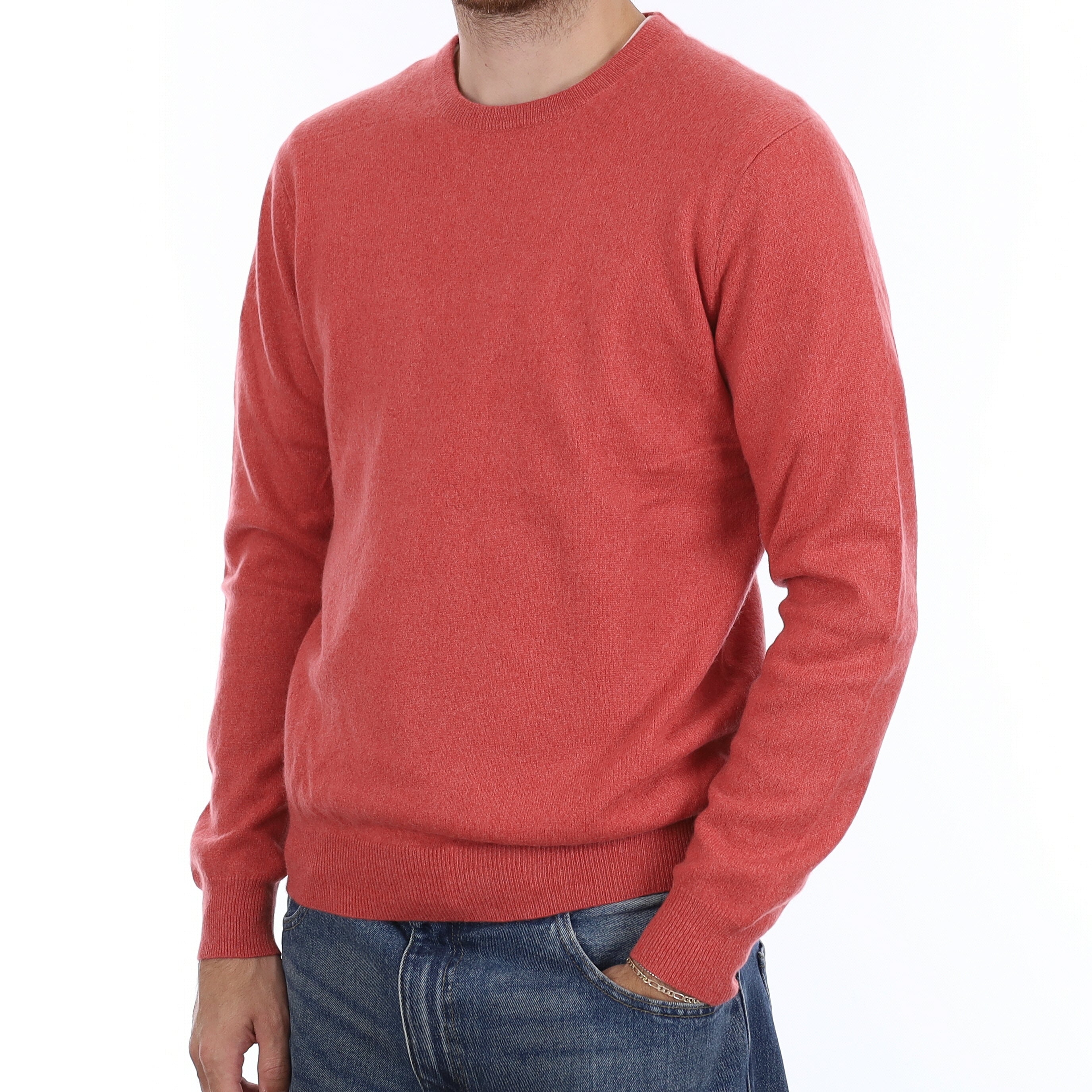 Men's Watermelon PinkCashmere Crew Neck Jumper Medium