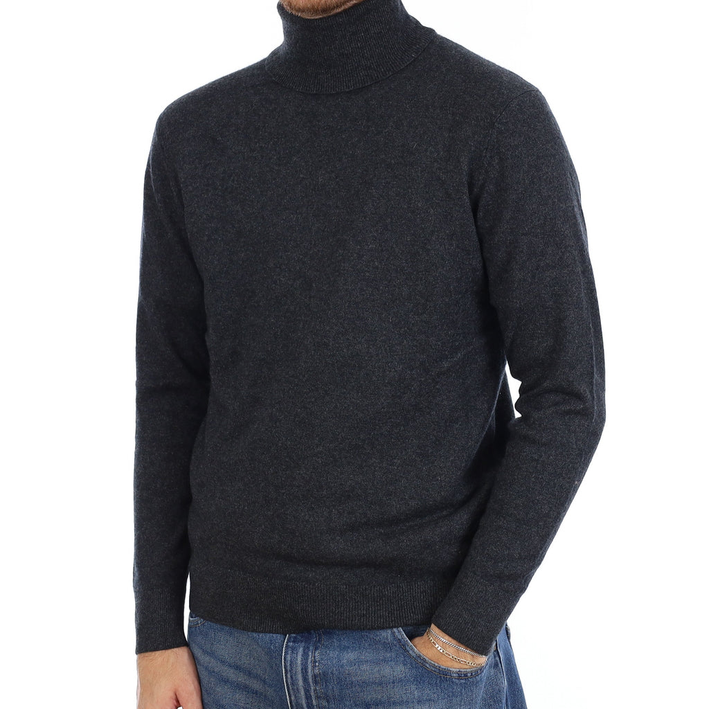 Men's Charcoal Grey Cashmere Polo Jumper Medium