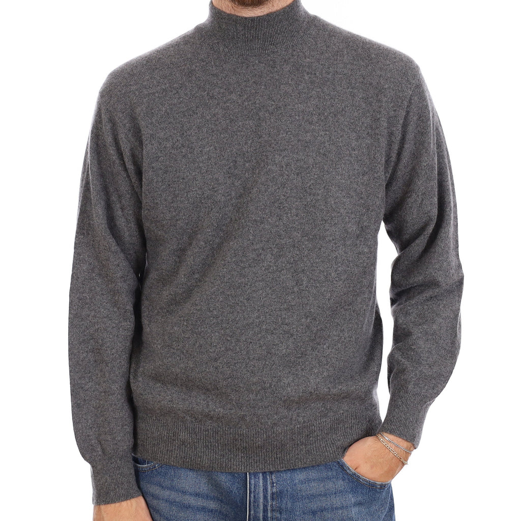 Men's Slate Grey Cashmere Turtleneck Jumper Large