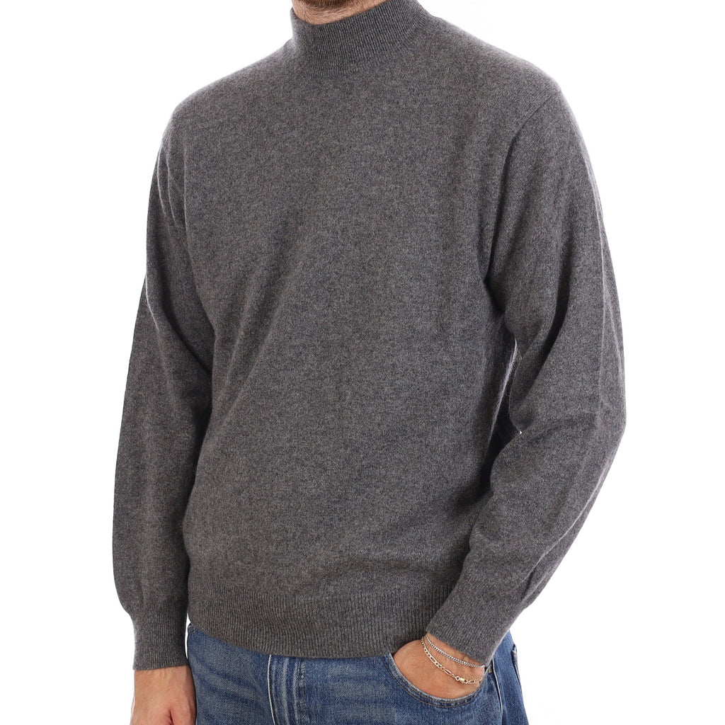 Men's Slate Grey Cashmere Turtleneck Jumper Large