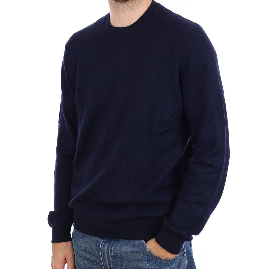 Men's Dark Navy Cashmere Crew Neck Jumper Large