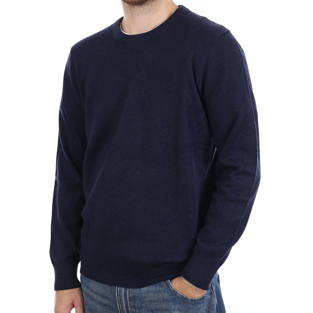 Men's Navy Cashmere Crew Neck Jumper Large