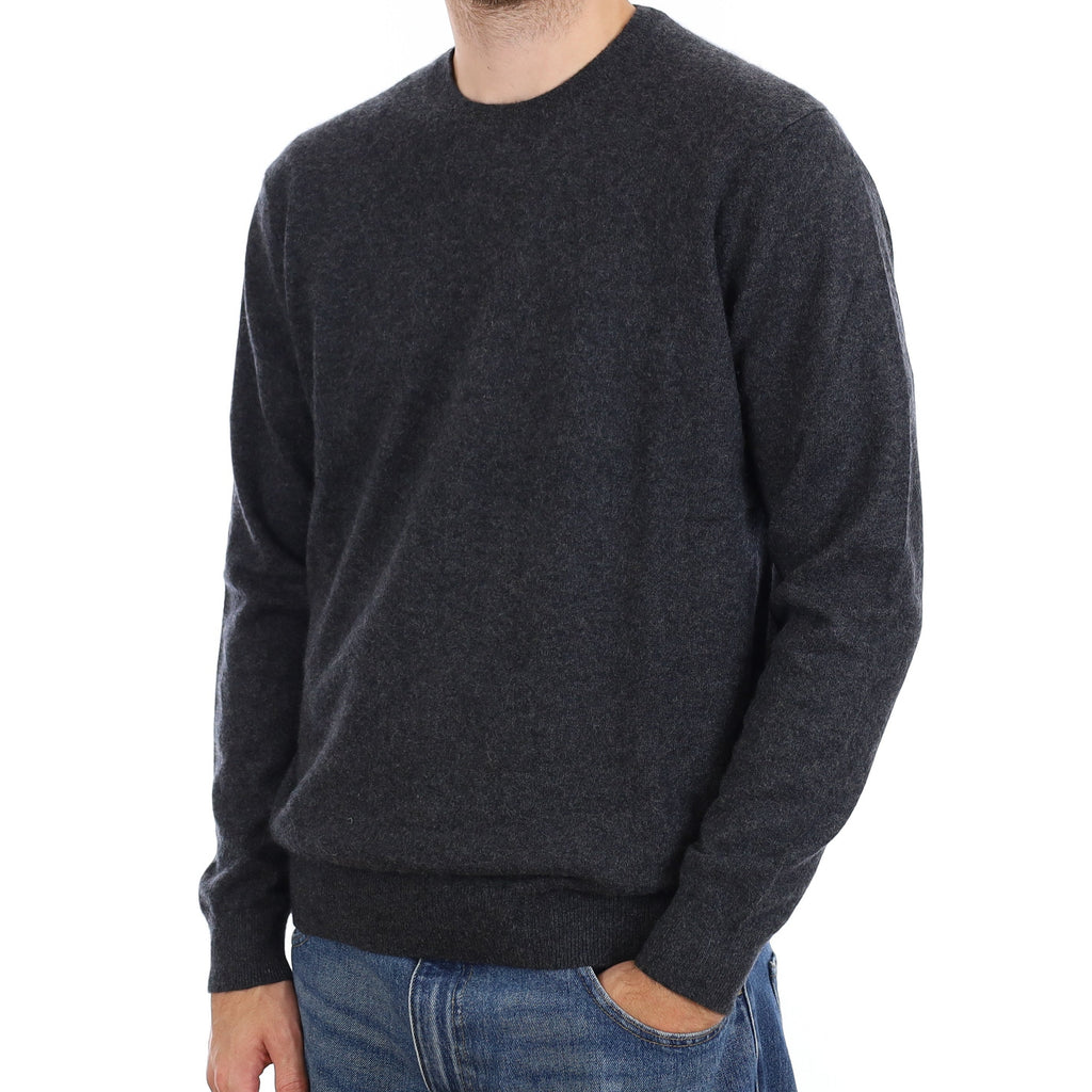 Men's Charcoal Grey Cashmere Crew Neck Jumper Large