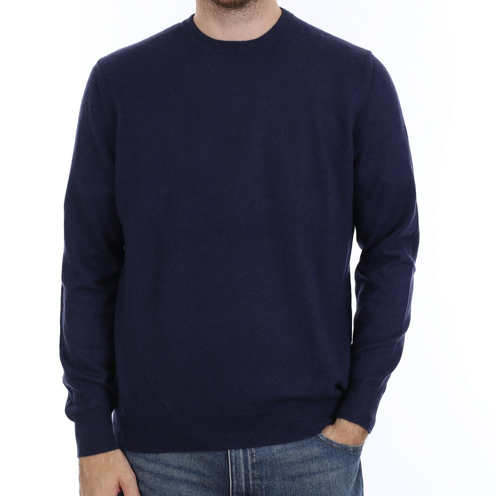Men's Navy Cashmere Crew Neck Jumper Large