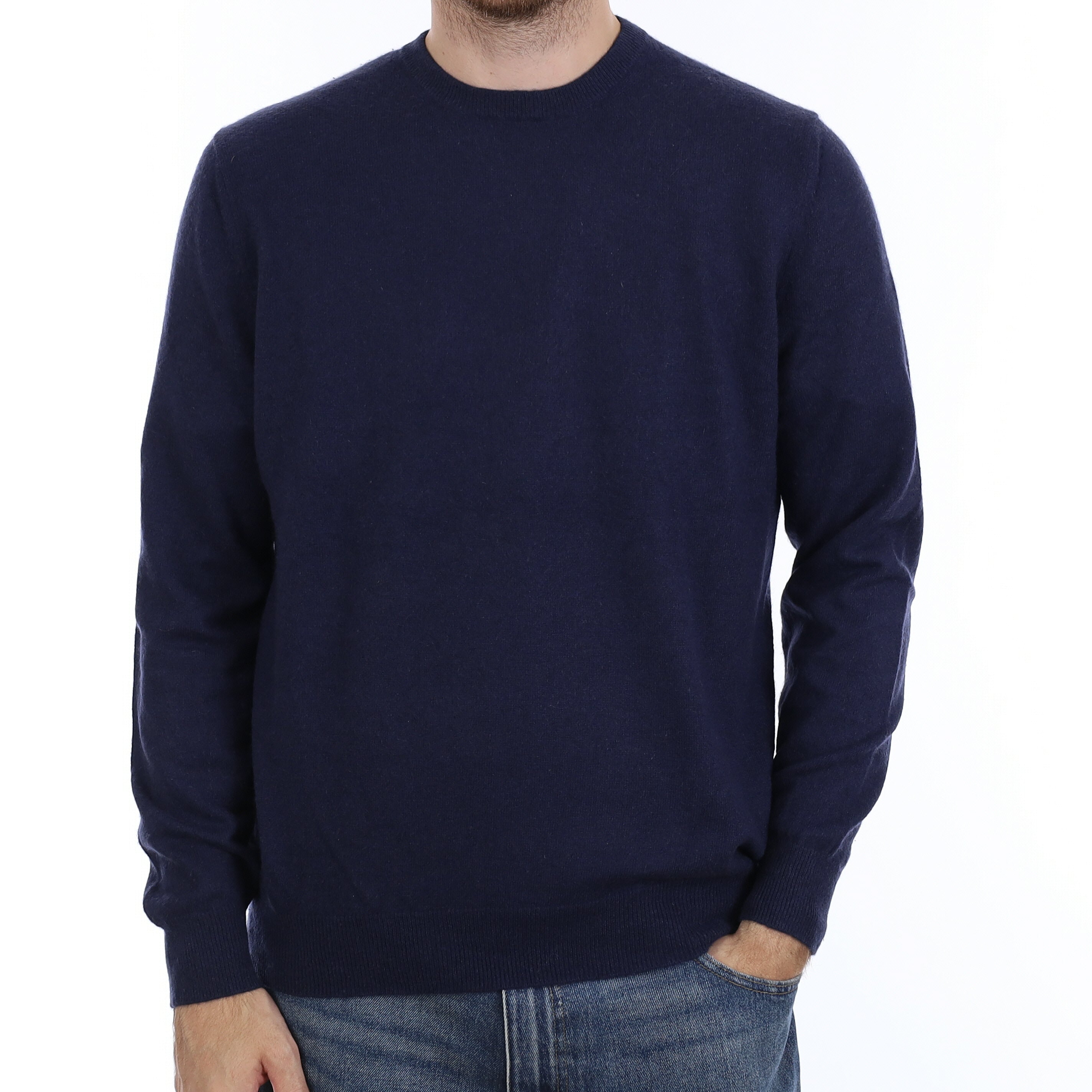 Men's Navy Cashmere Crew Neck Jumper Large
