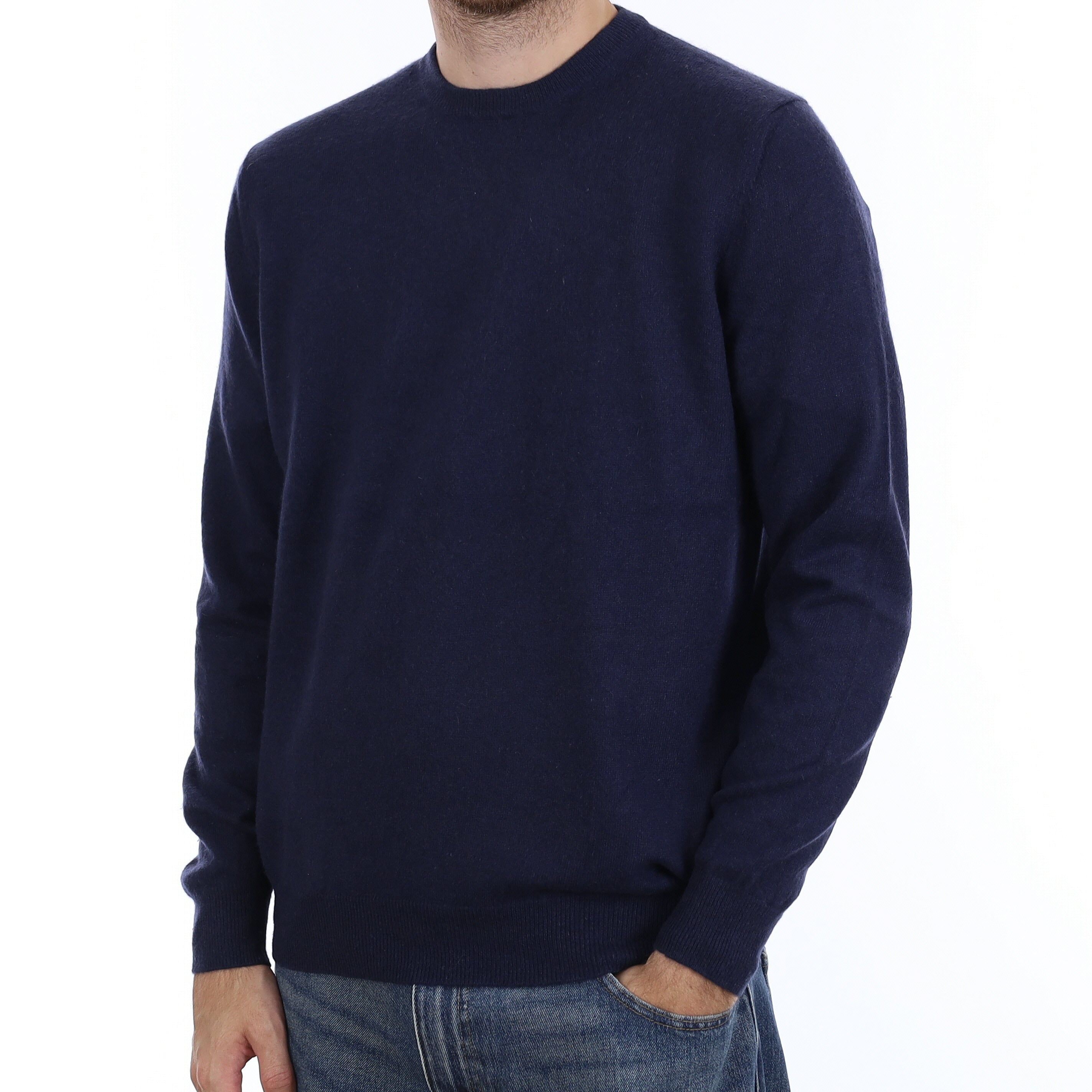 Men's Navy Cashmere Crew Neck Jumper Large
