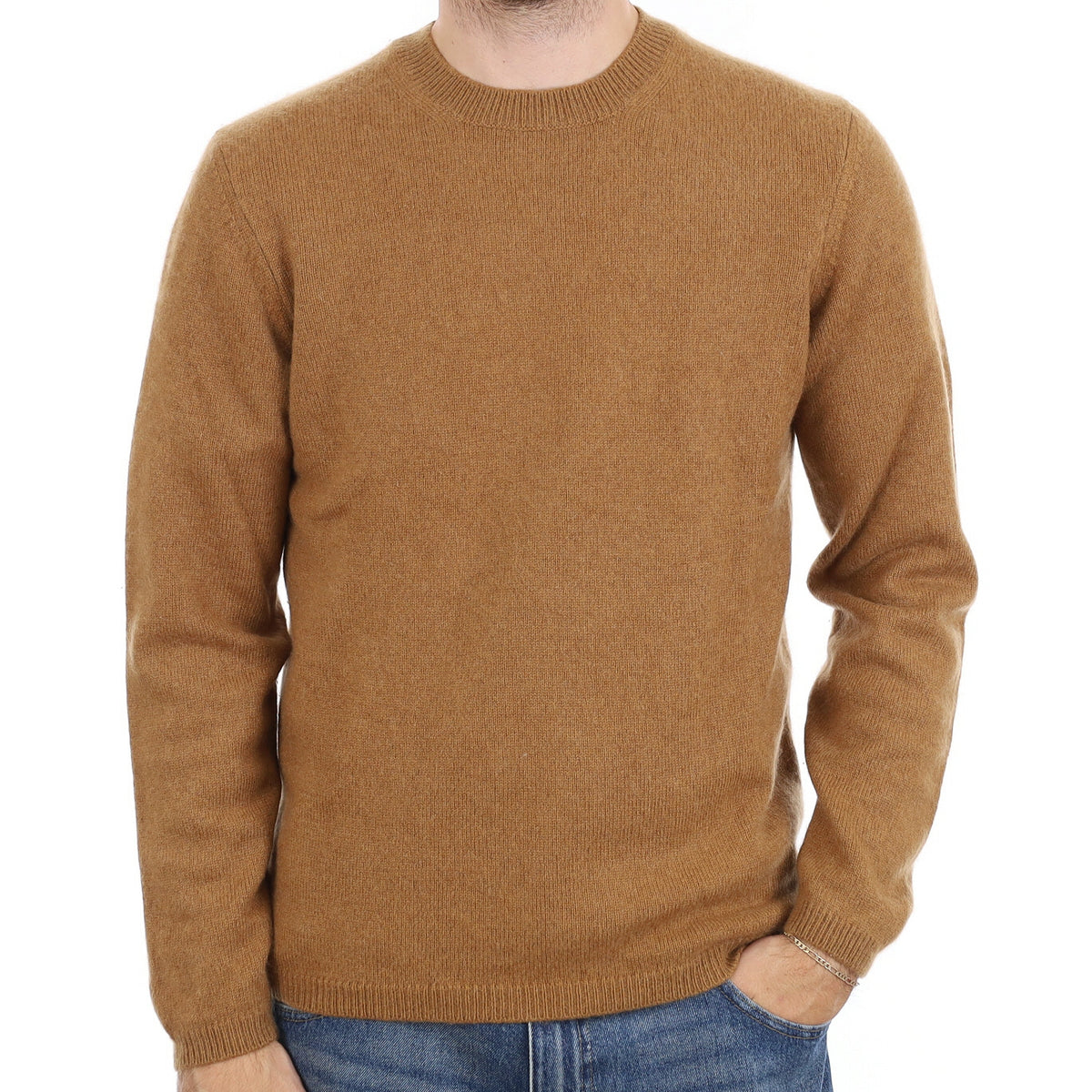 Men's Sandro Toffee Brown Cashmere Crew Neck Jumper Medium