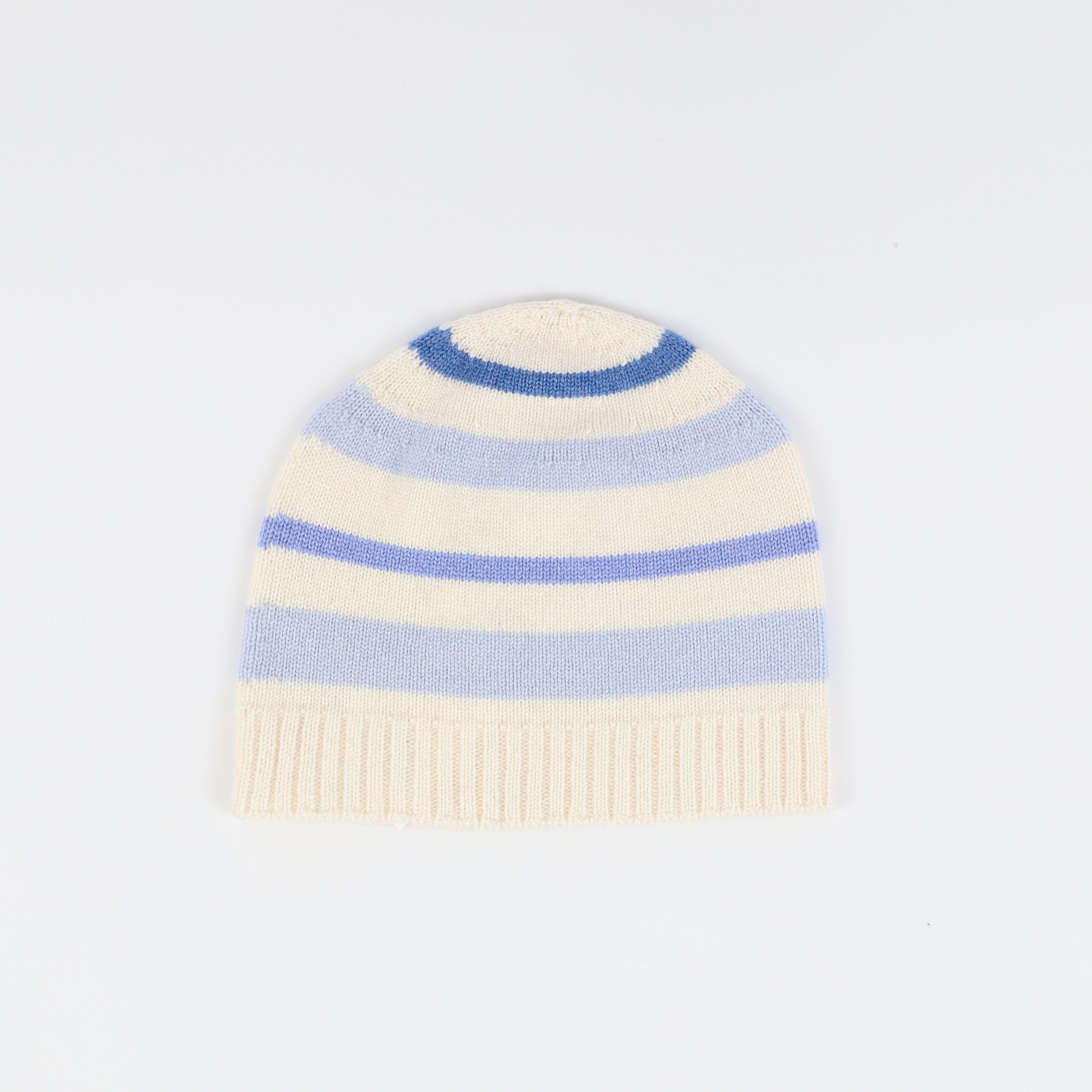 Brand New Children’s Cream and Blue Striped Cashmere Hat Up to age 10