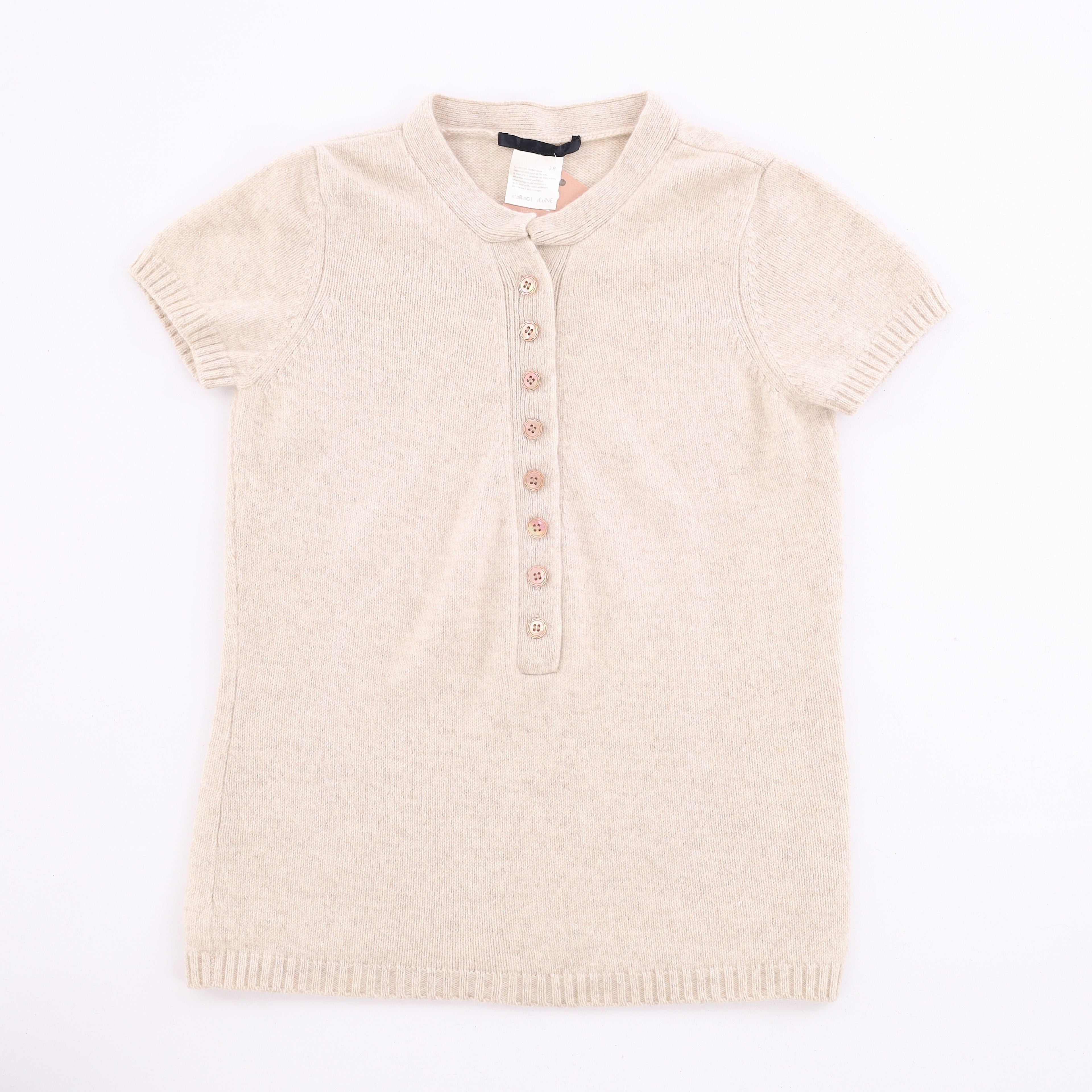 Children’s Oatmeal Cashmere Short Sleeved Tunic Jumper Age 4