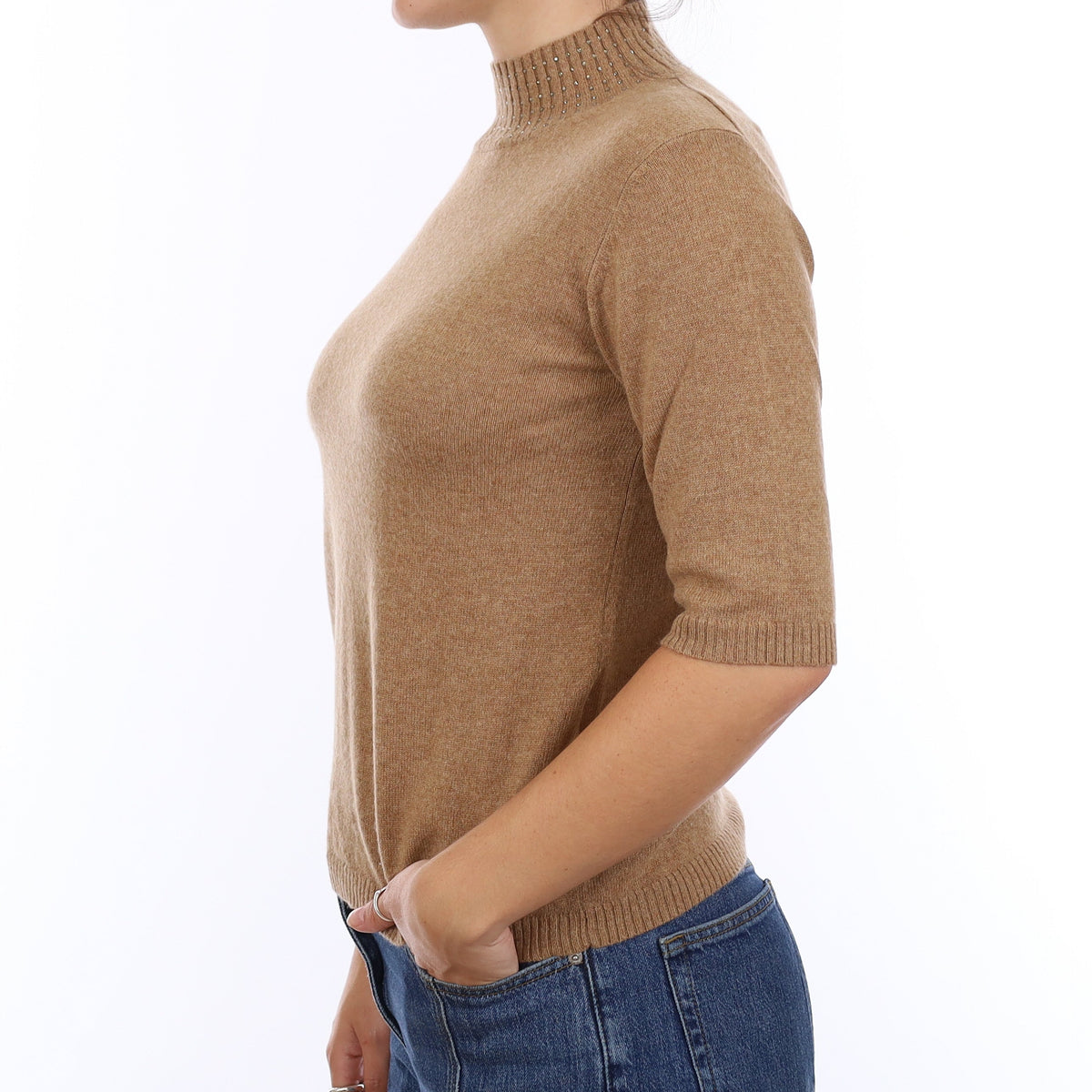 Butterscotch Brown Cashmere V Neck Jumper Medium