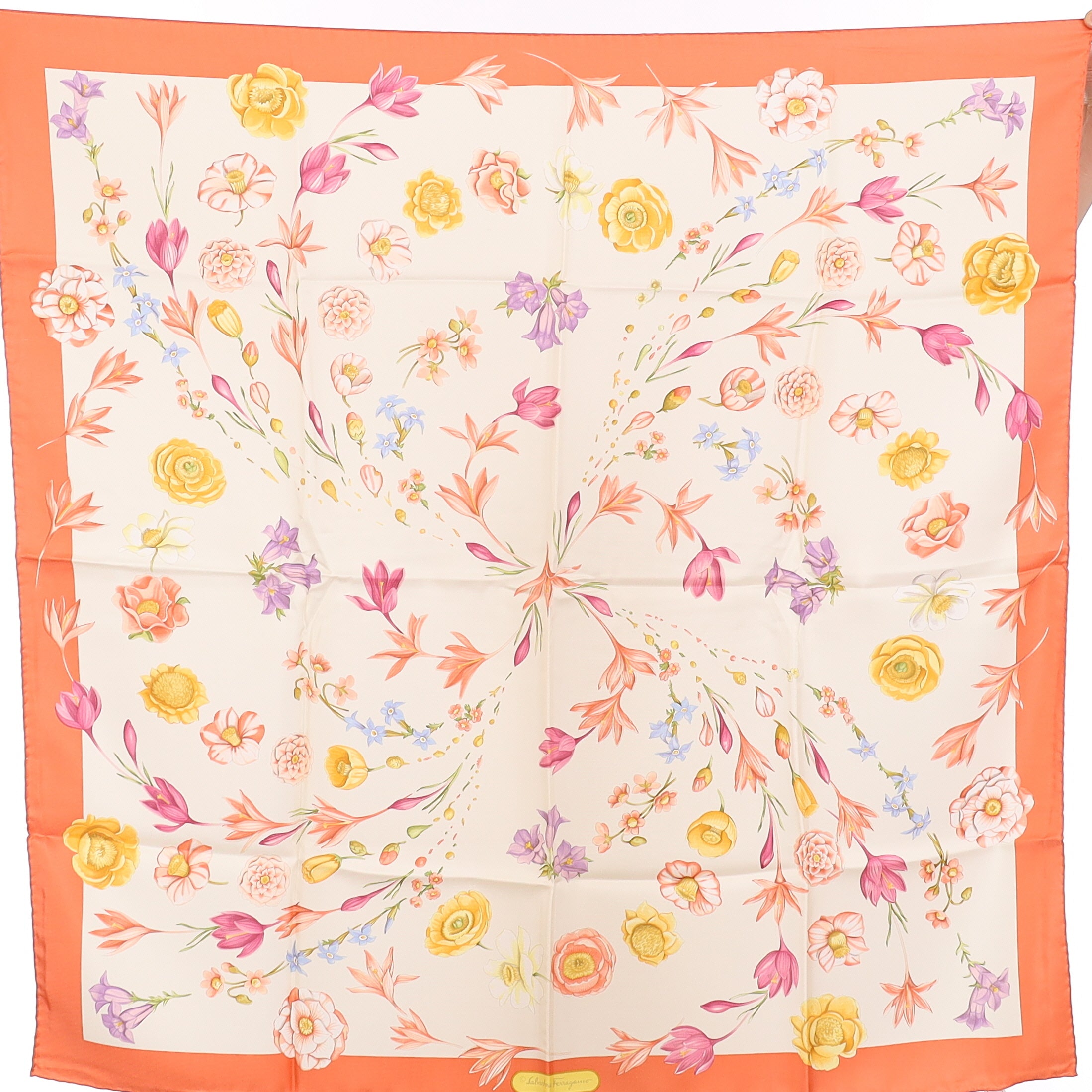 Brand New Boxed Salvatore Ferragamo Floral Silk Scarf