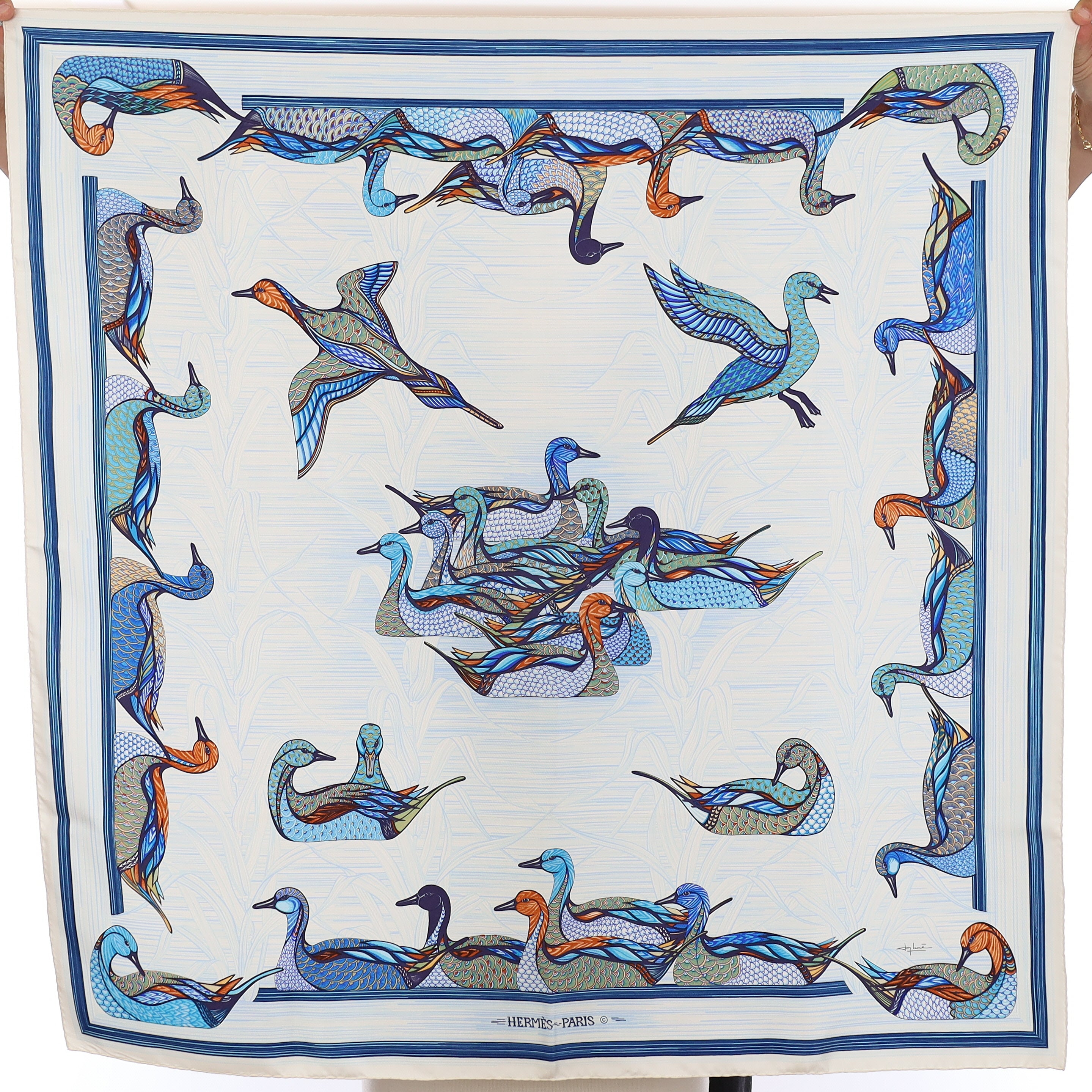 Pristine Hermès La Mare aux Canards Silk Scarf