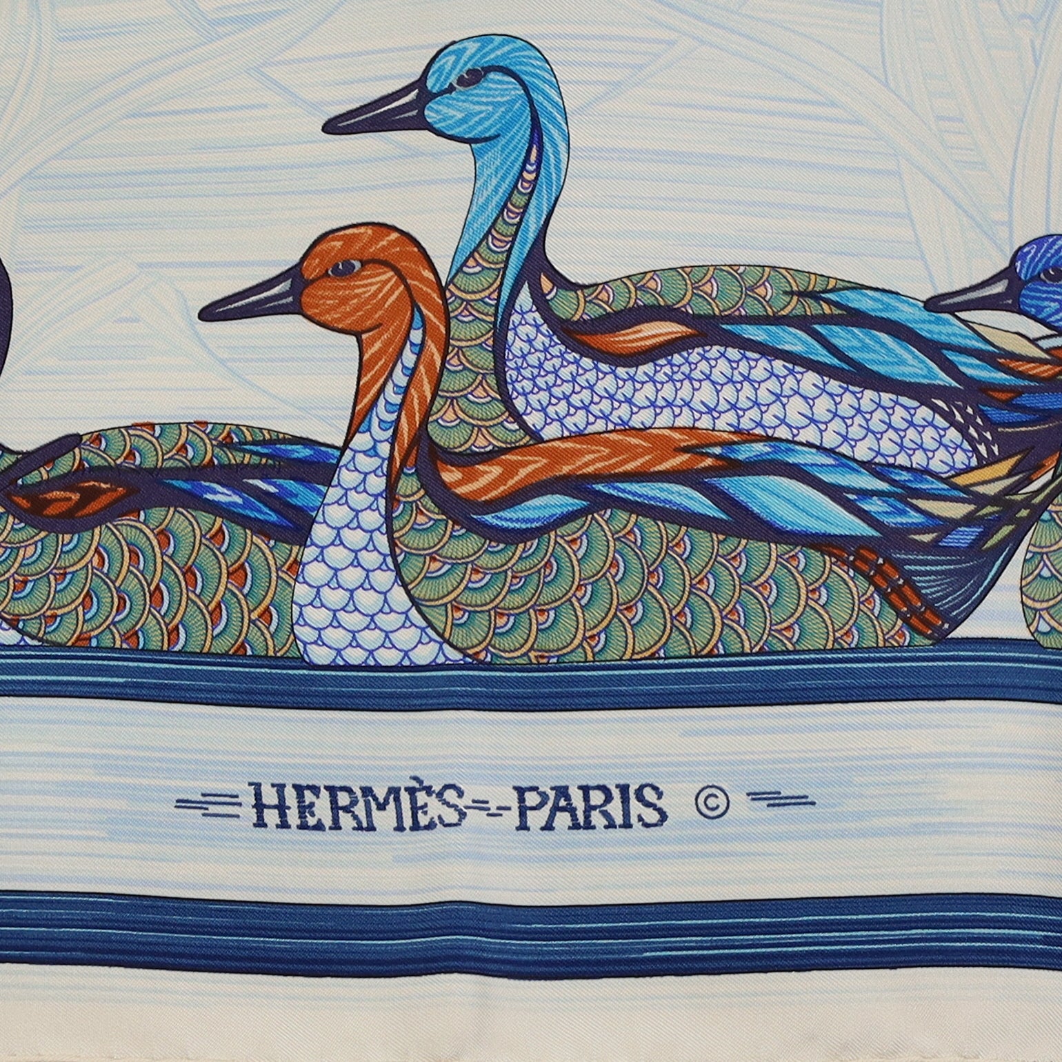 Pristine Hermès La Mare aux Canards Silk Scarf