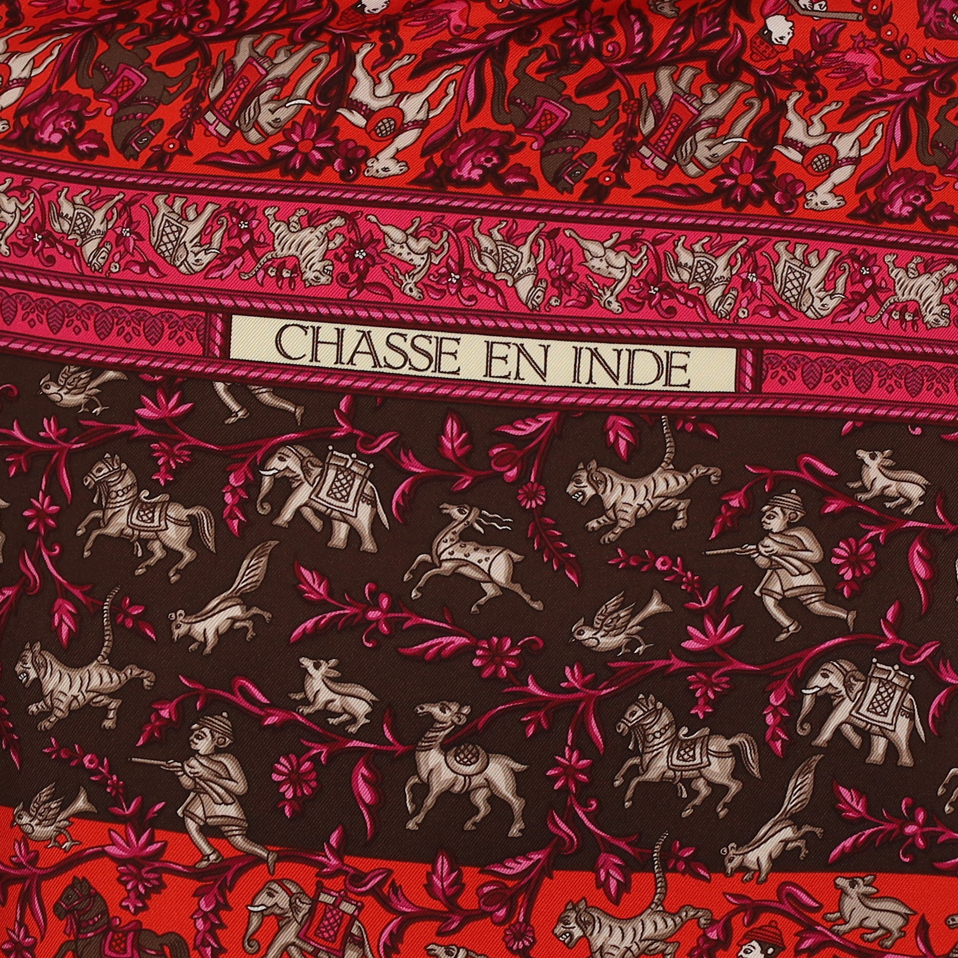Pristine Hermès Chasse en Inde Silk Scarf