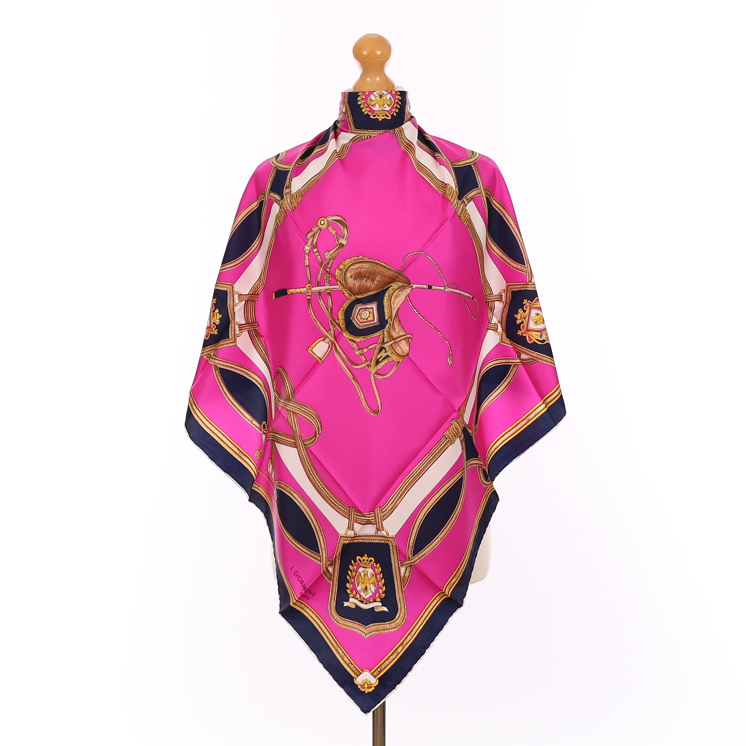 Brand New J D'Ormont Hot Pink Equestrian Silk Scarf