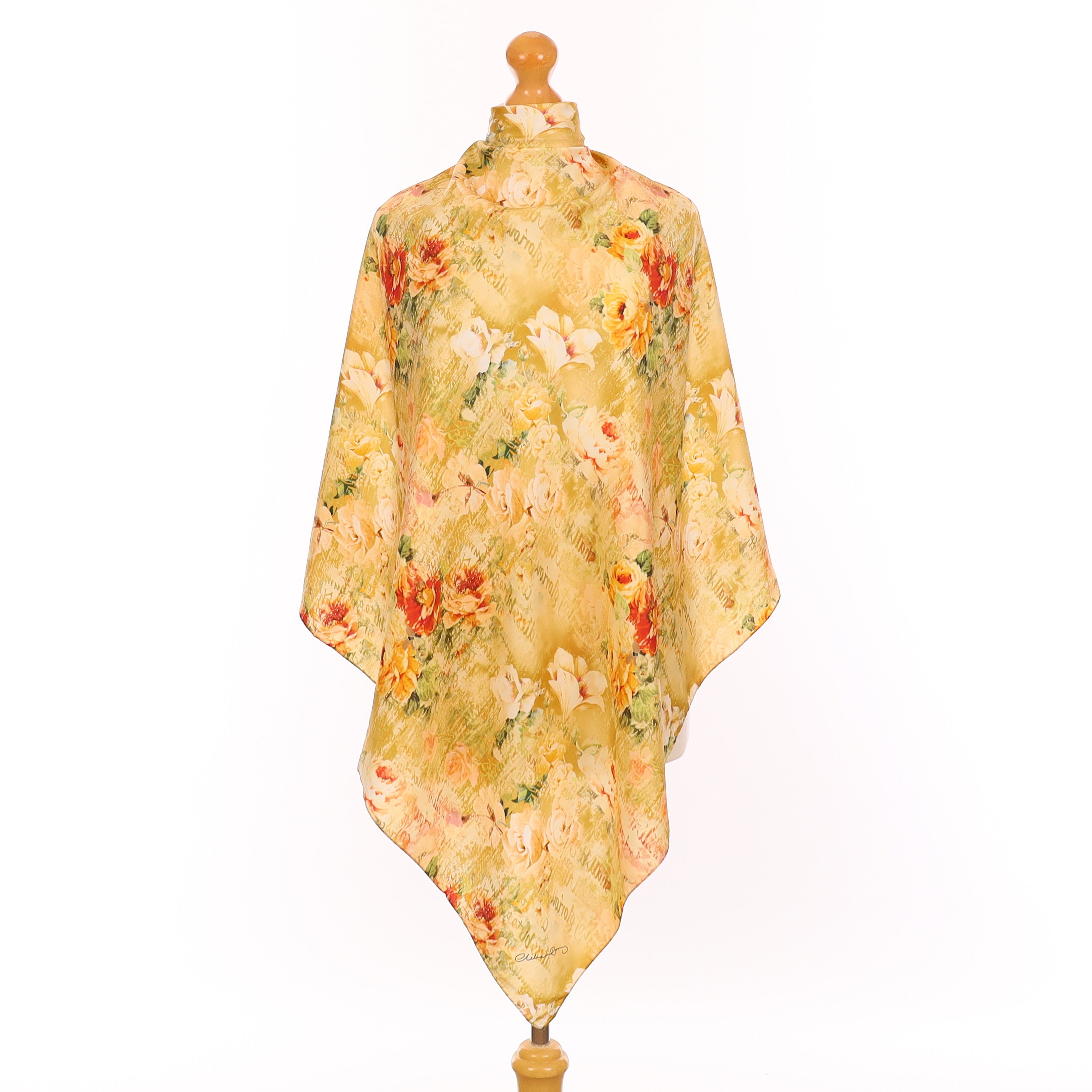 Pristine Clelia & Romy Peach Floral Silk Scarf