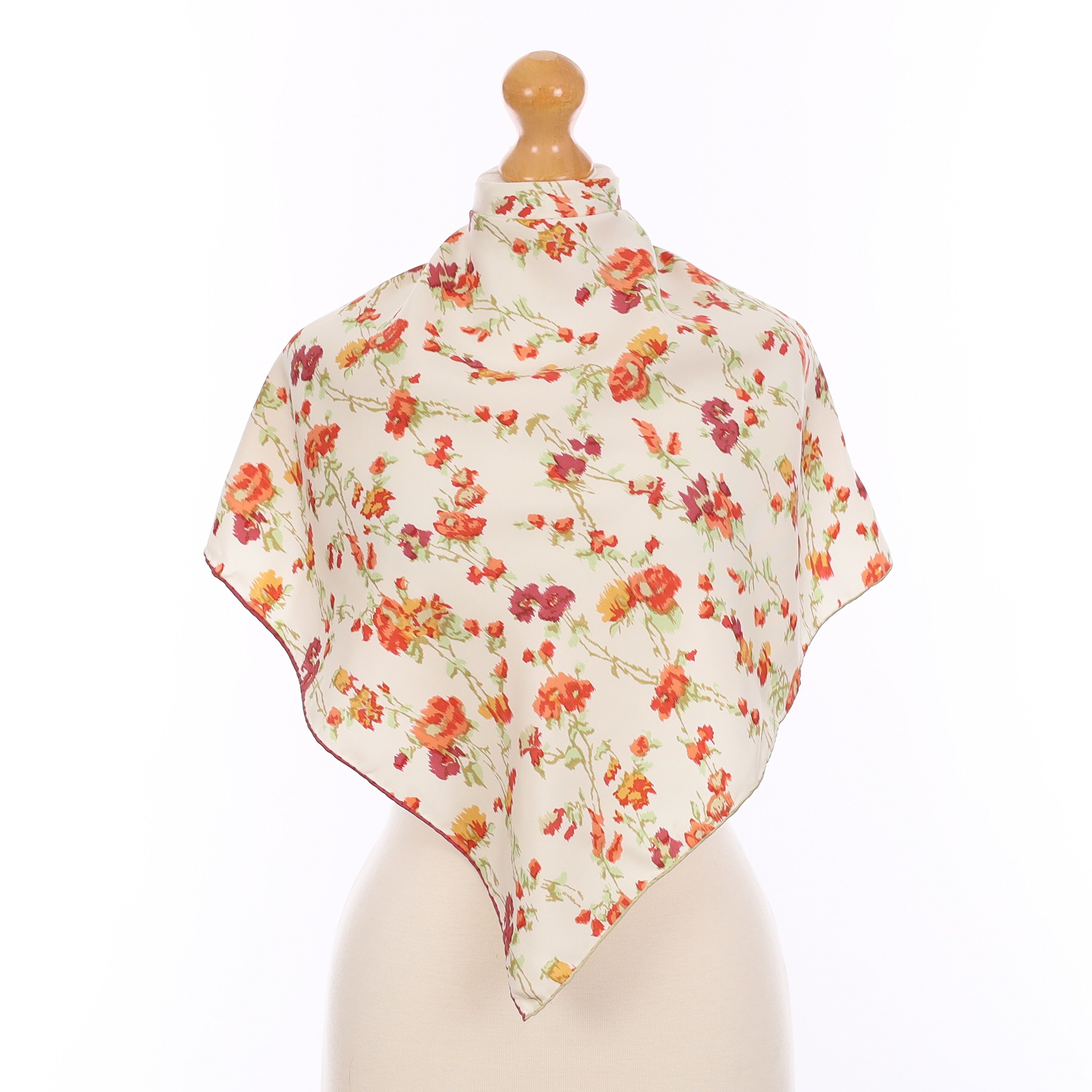 Liberty Ivory and Red Floral Vintage Silk Scarf