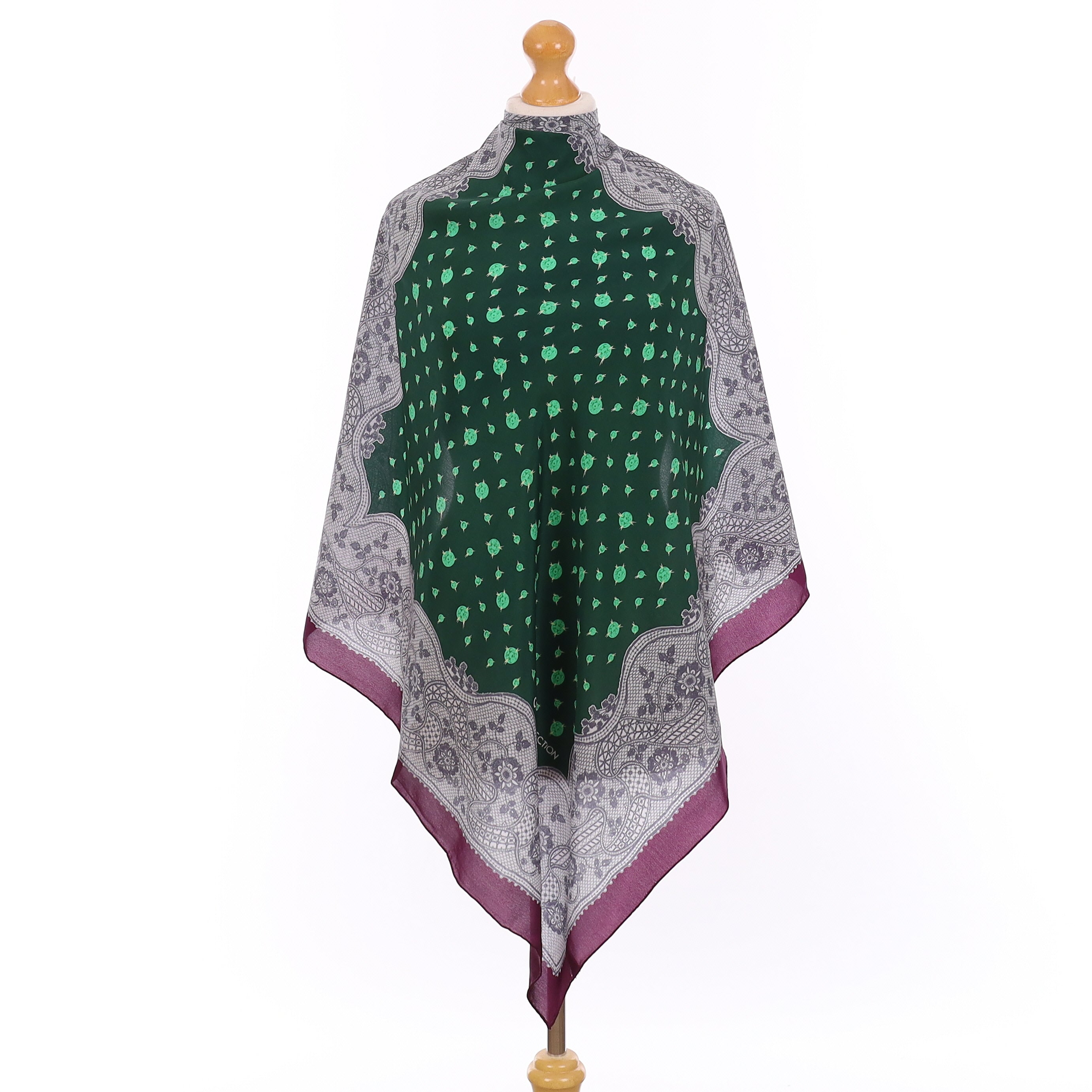 Pristine Purple Lace Effect Silk Scarf