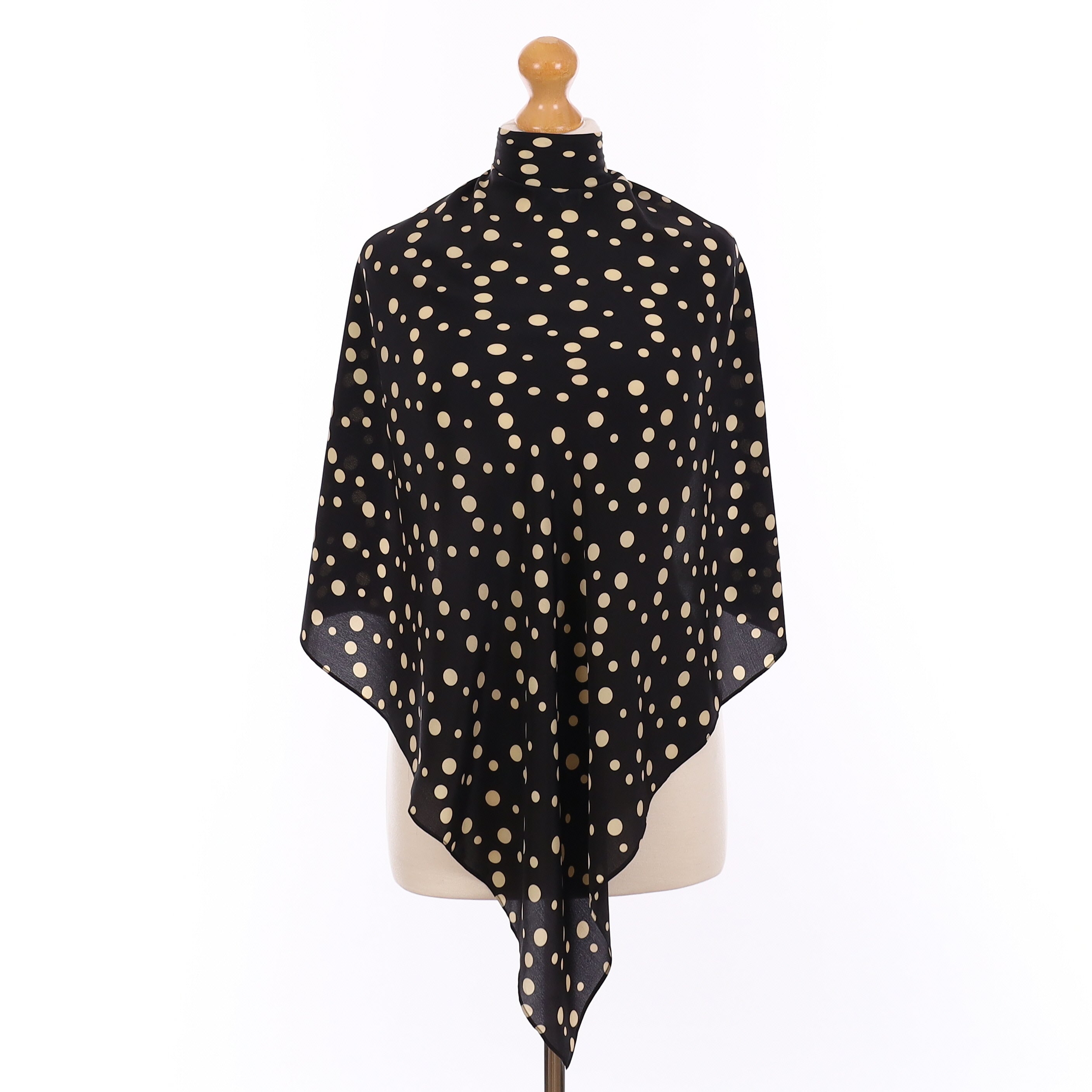 Pristine Hobbs Black and Sand Spotted Silk Scarf