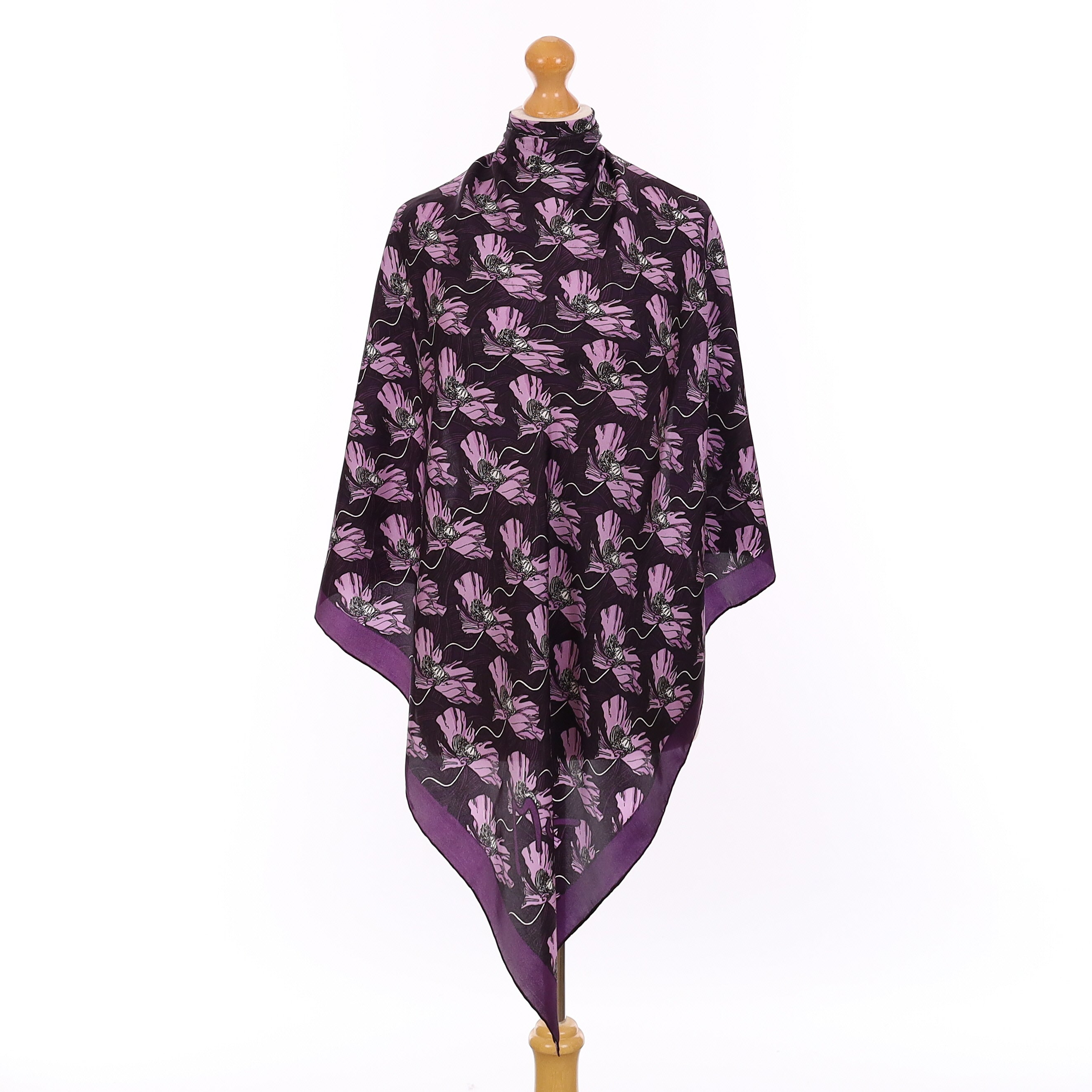 Beckford Silk Purple Floral Vintage Silk Scarf