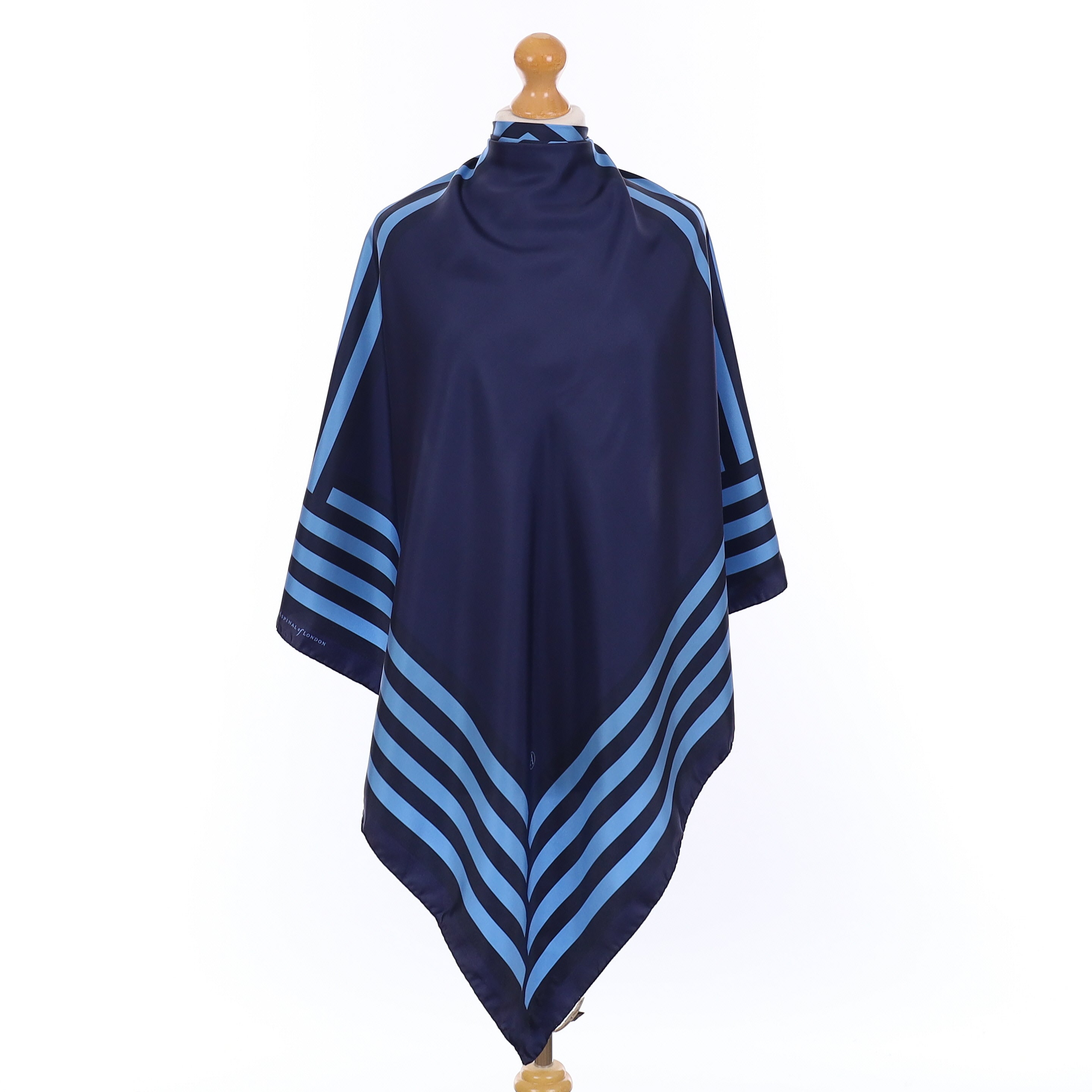 Brand New Aspinal Blue Stripe Silk Scarf