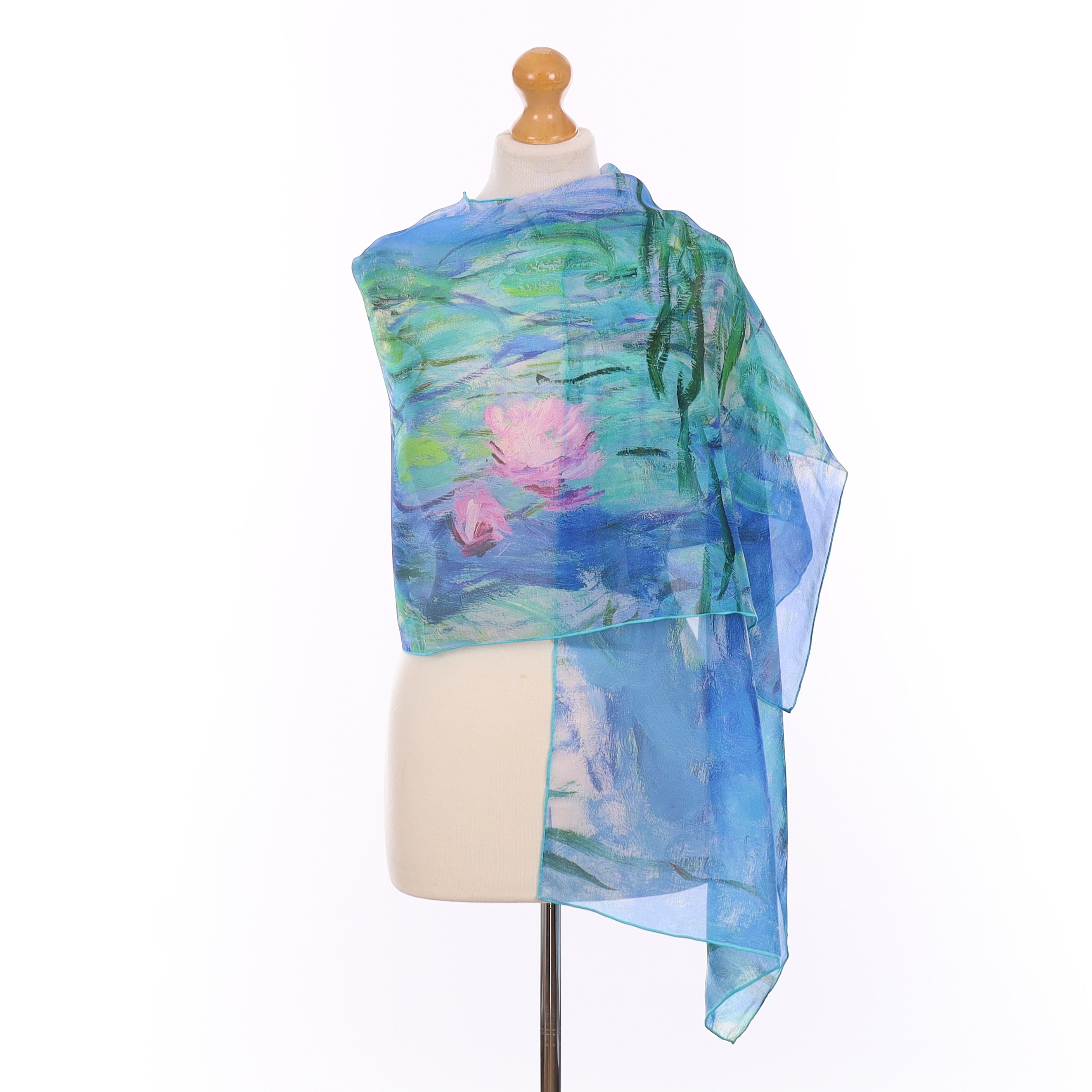 Brand New Fox & Chave Water Lilly Silk Scarf